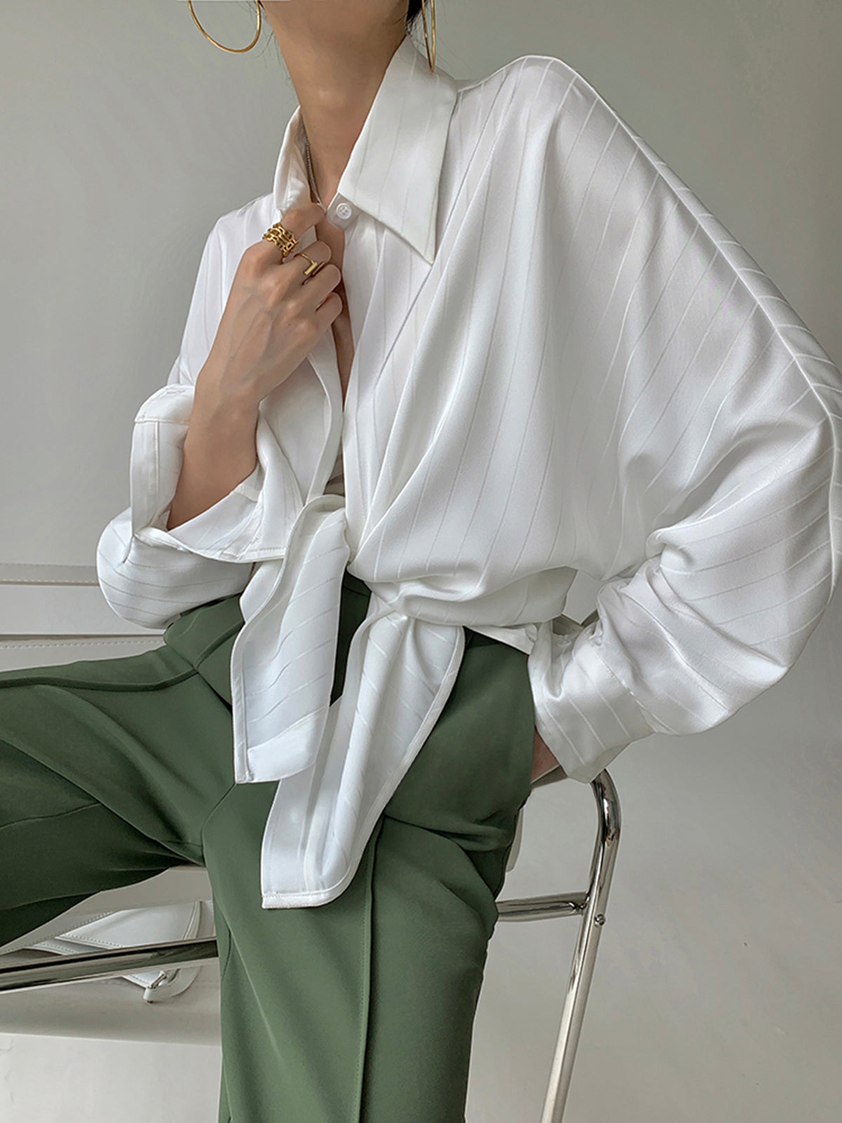 Charlotte Oversized Button Up Collared Shirt for Women Casual Wear