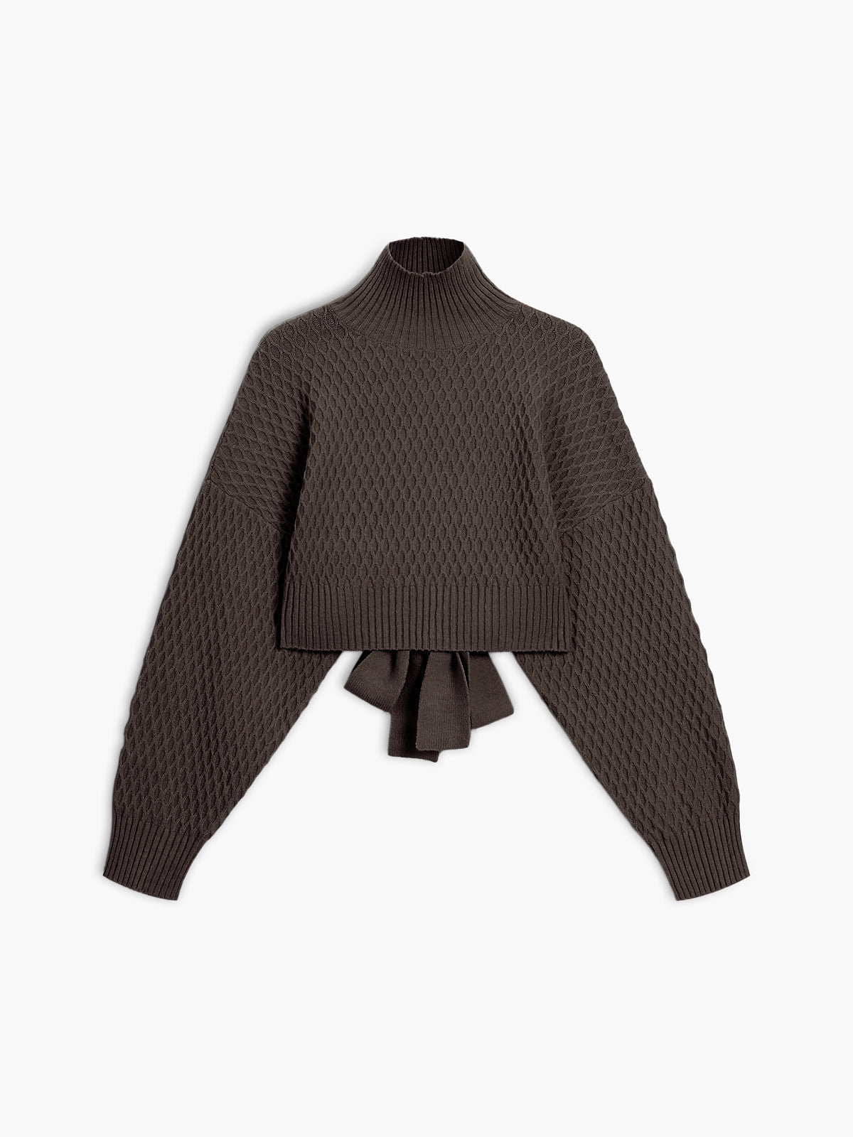 Tie Back Mock Neck Sweater Cozy Fall Winter Essential