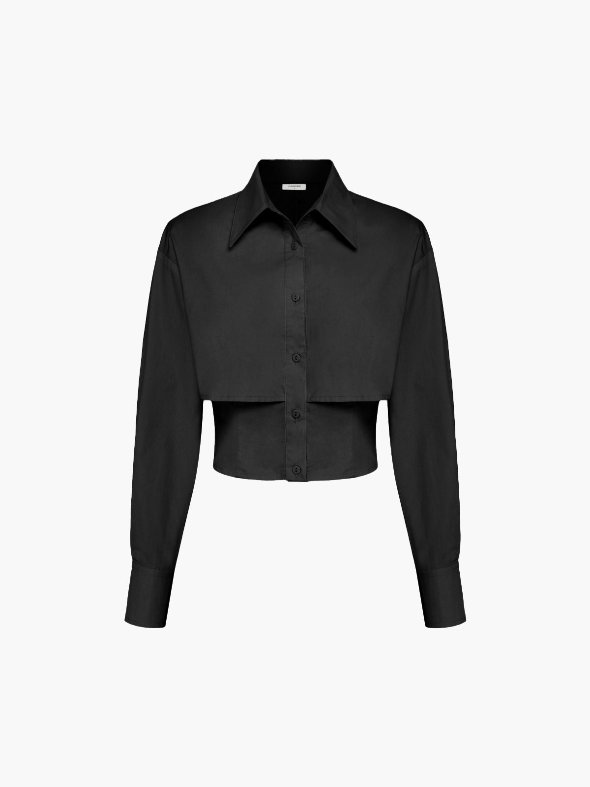 Baby Blue Open Collar Double Layer Crop Shirt for Women, Casual Summer Style