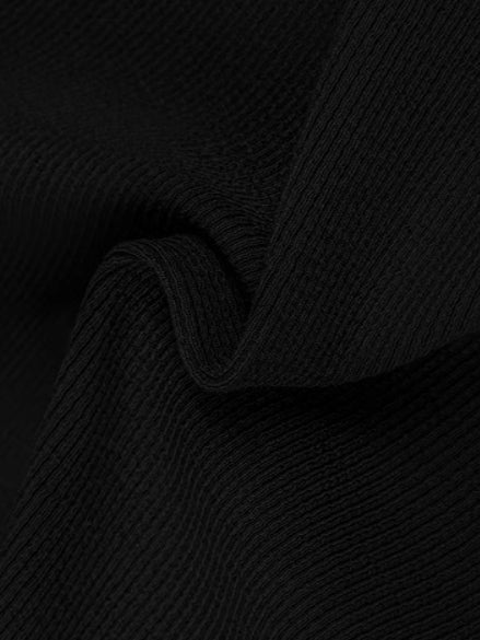 Square Neck Contrast Trim Long Sleeve Knit Shirt for Women Casual Wear