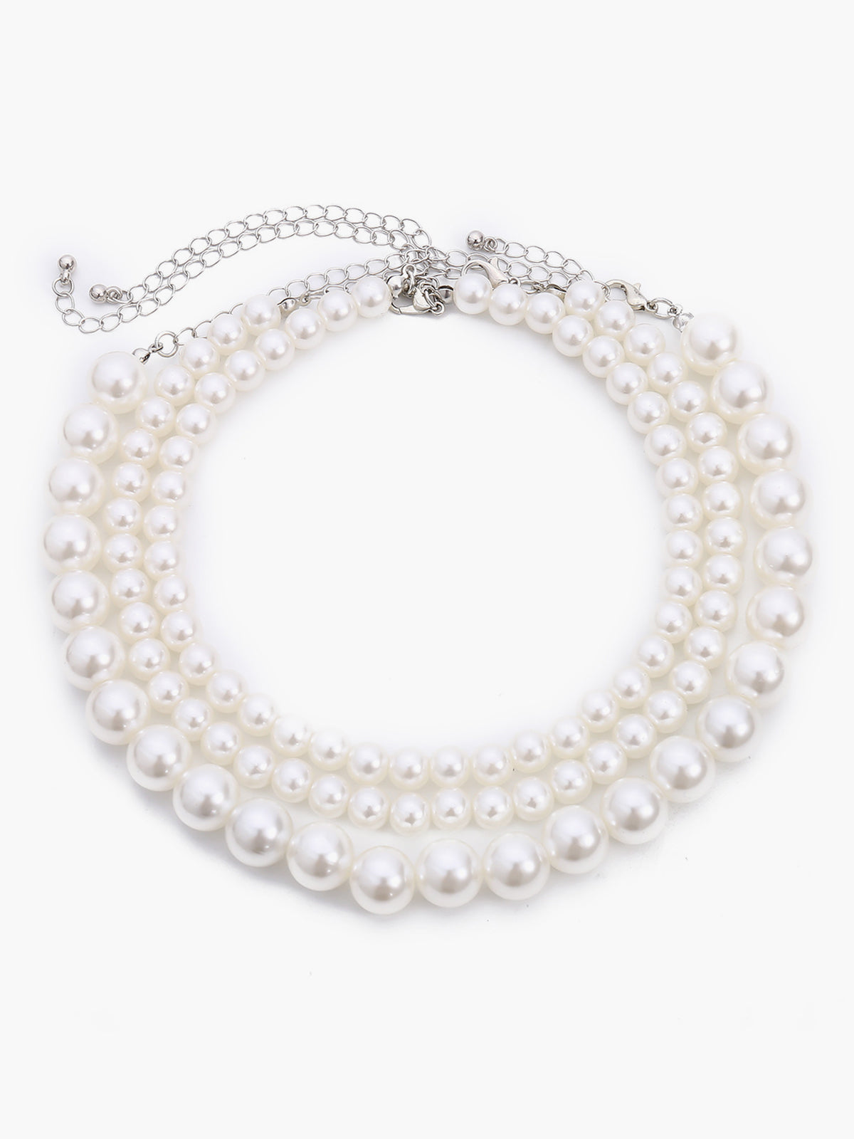 Treble Layers Pearl Necklace Elegant Timeless Design