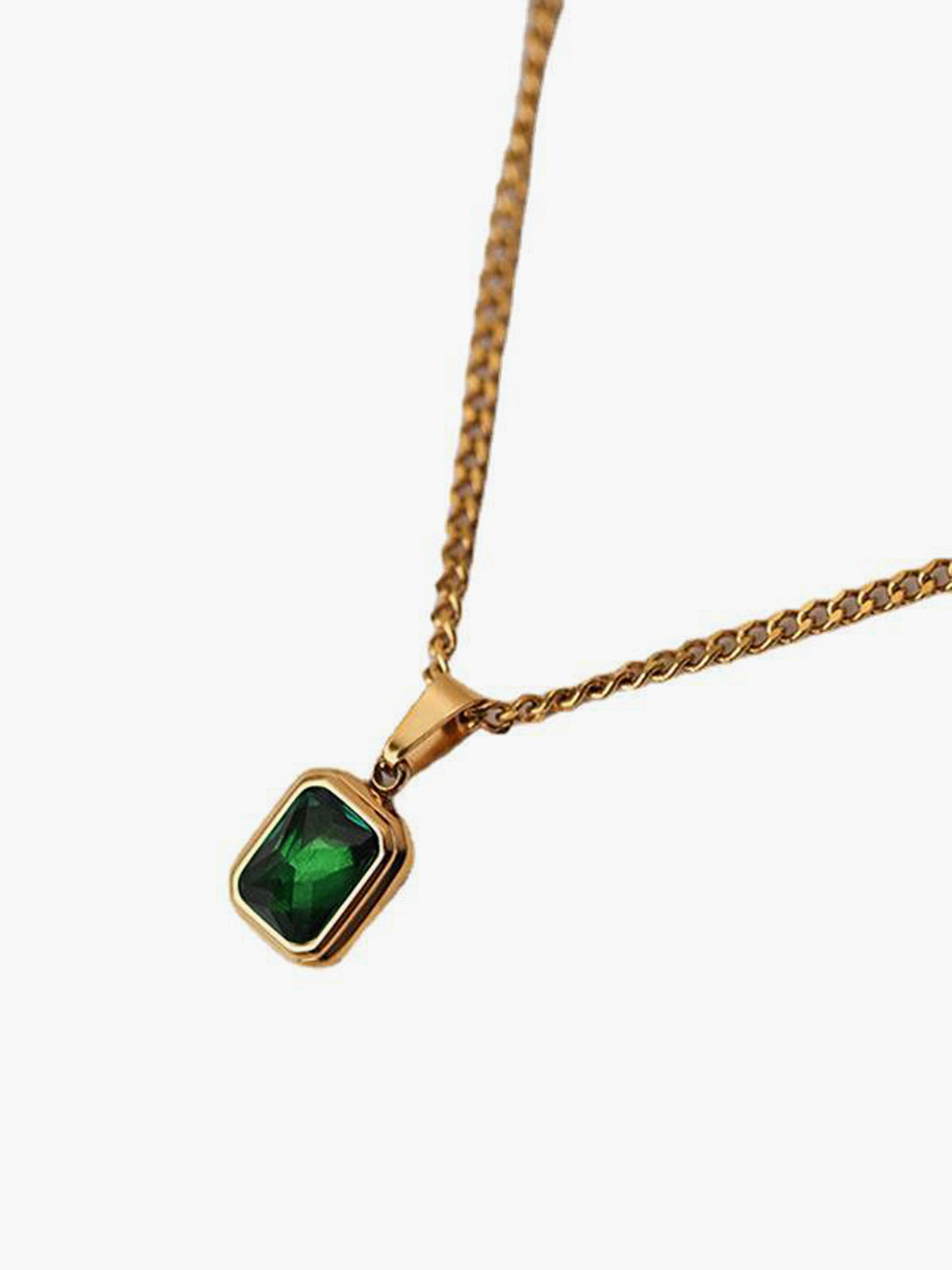 Spring Green Pendant Necklace with Silver Chain Handcrafted