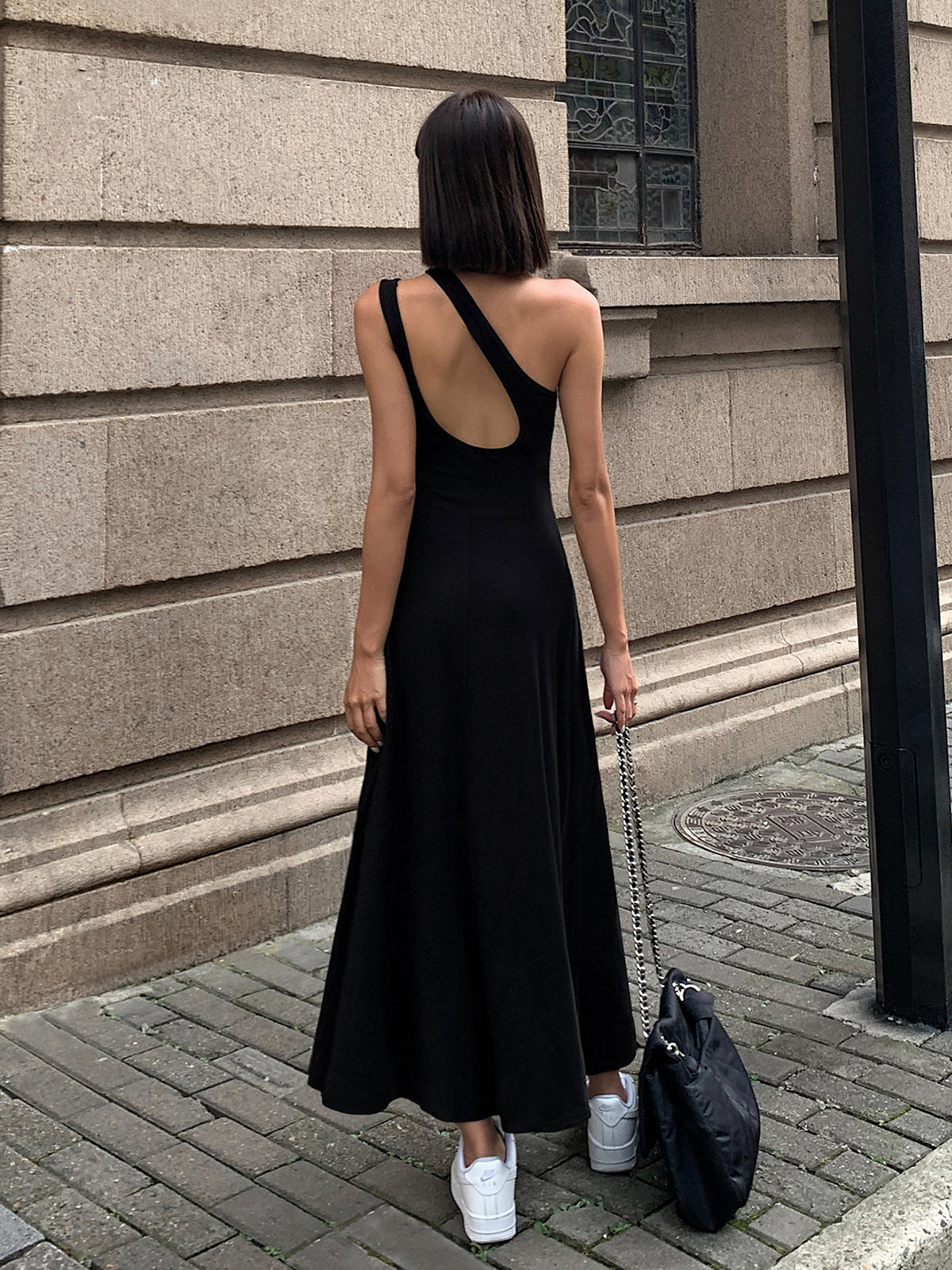 Cutout Backless Long Knit Dress - Elegant Sleeveless Evening Wear