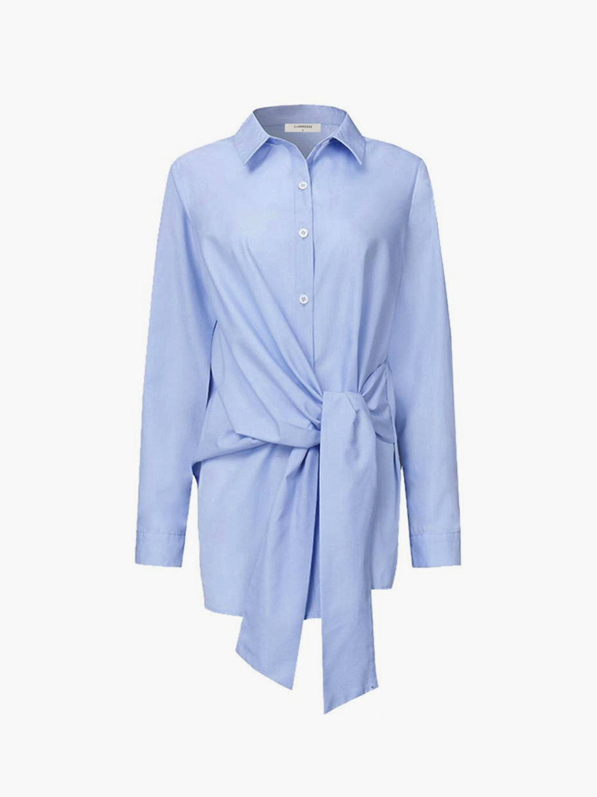 Semi-Sheer Button Down Tied Long Shirt, Casual Lightweight Summer Top