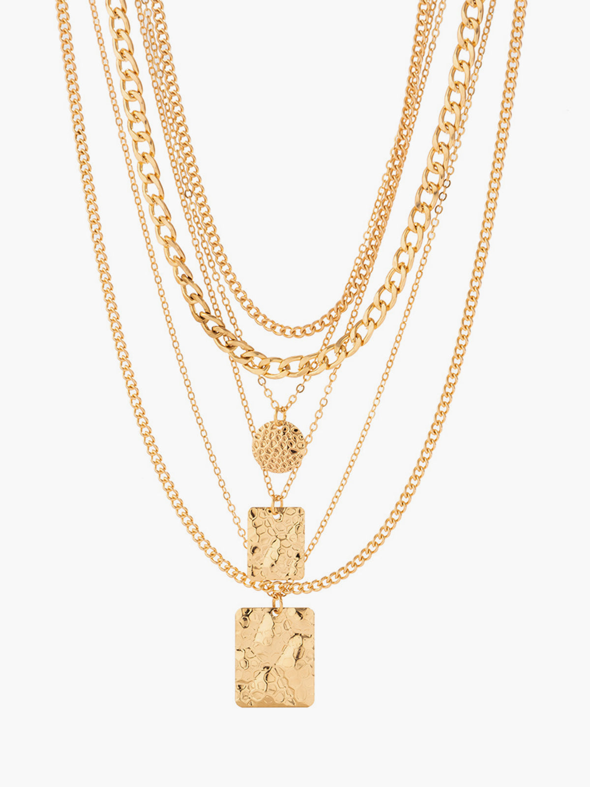 Multi Strand Gold Layered Necklace with Elegant Pendant Accents