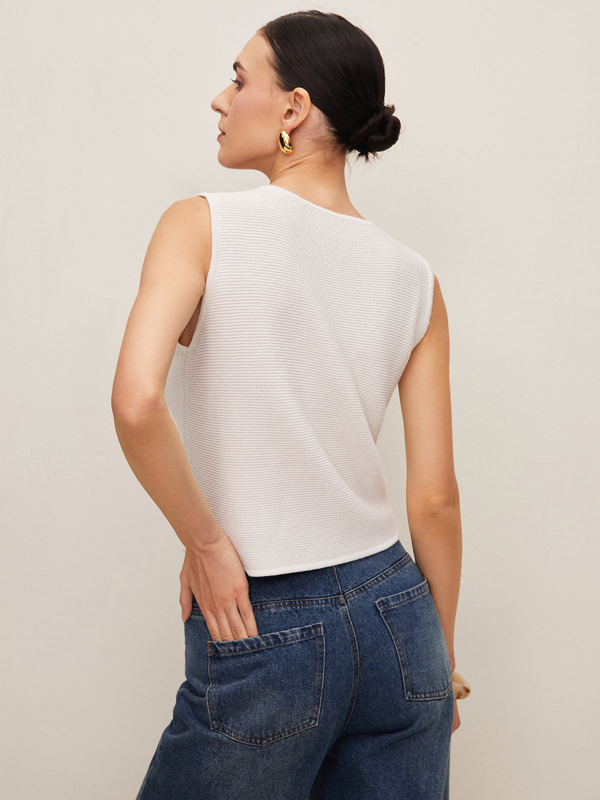 Plain Crochet Split Vest for Women, Casual Layering