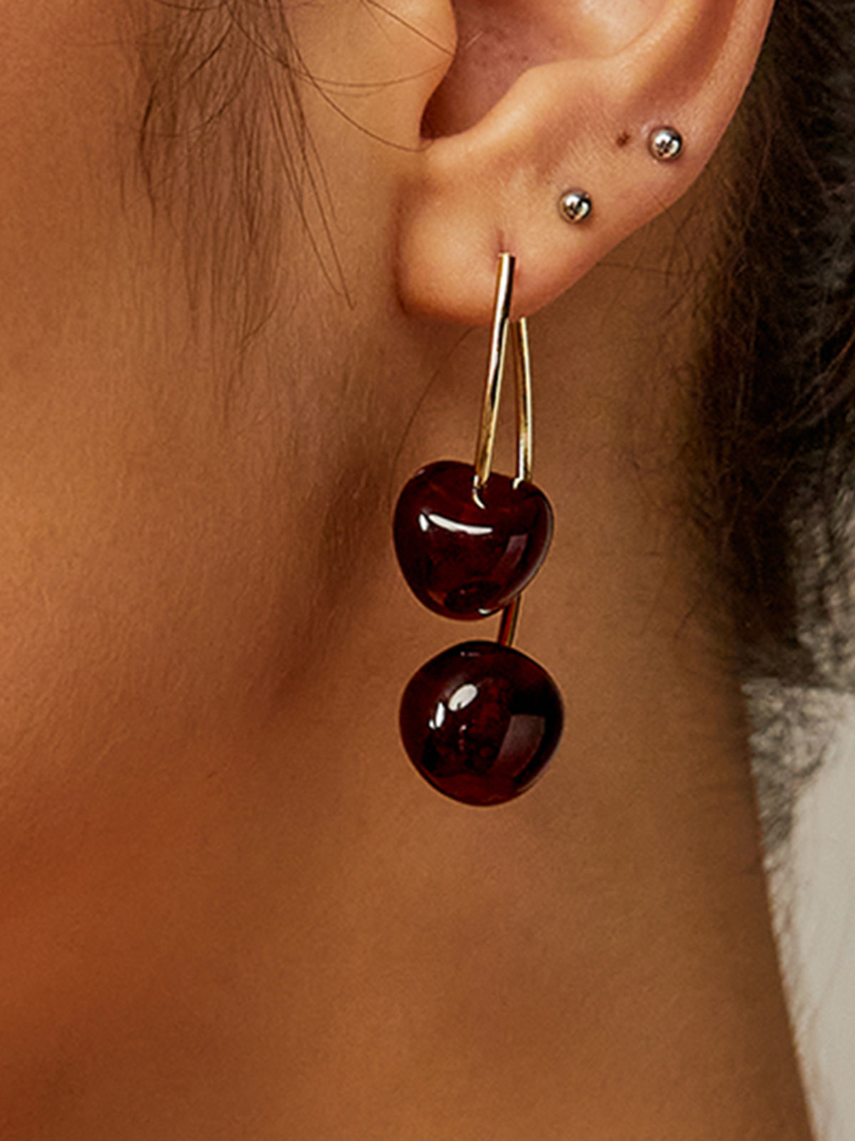 Cherry Charm Dangle Earrings, Handmade Lightweight Fashion Accessory