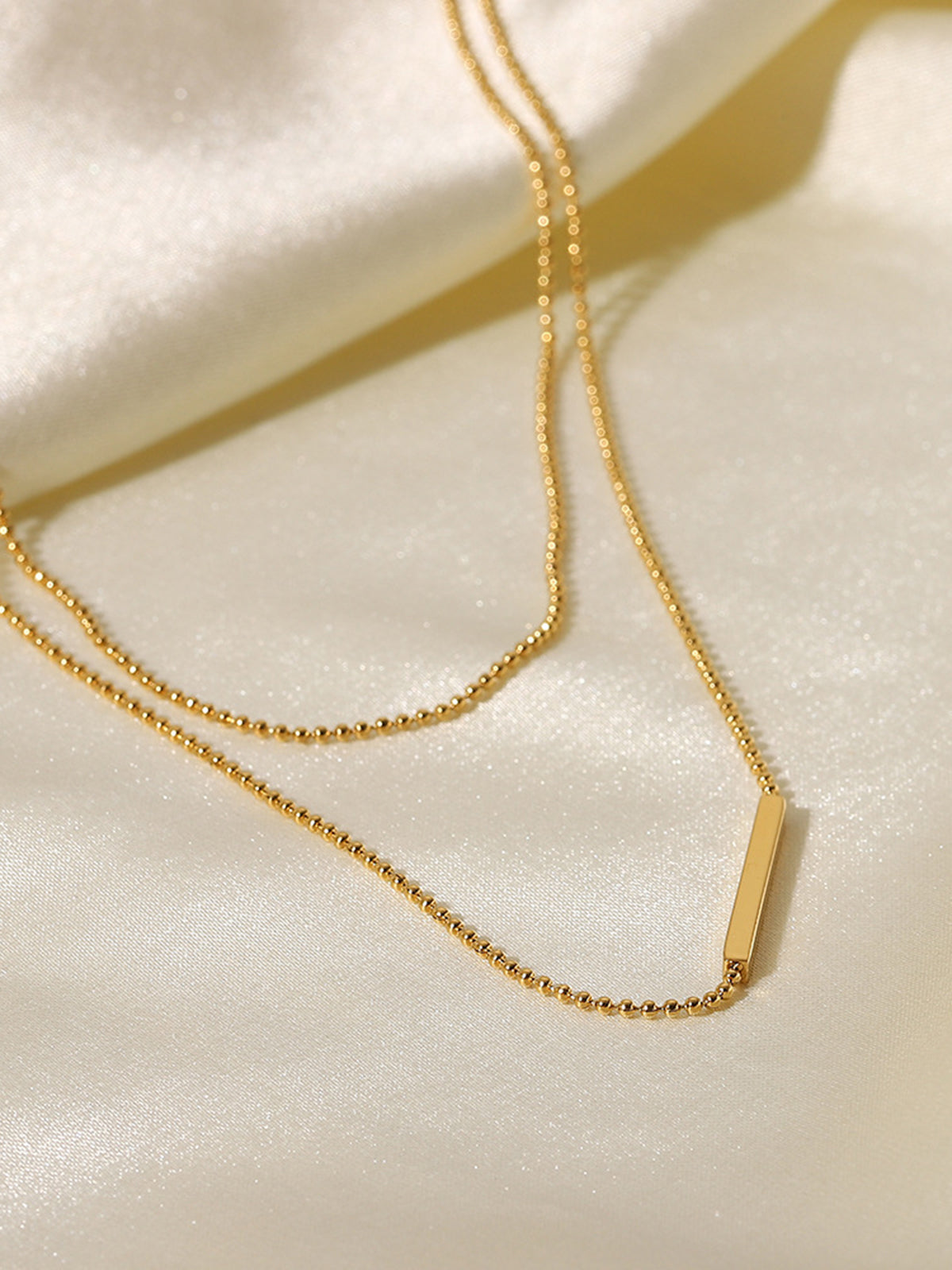 Double Layer Golden Drop Necklace, Elegant Adjustable Chain Pendant Jewelry
