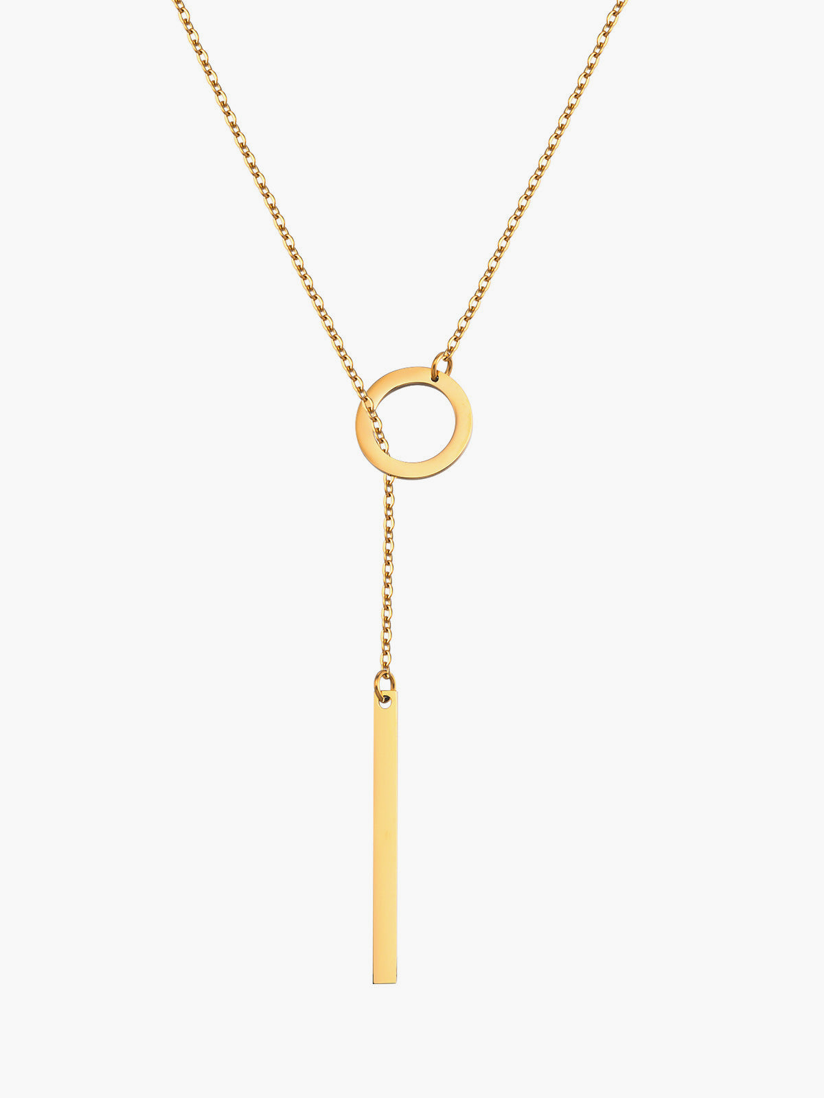 Golden Lariat Bar Y Necklace, Elegant Adjustable Chain, Women's Jewelry