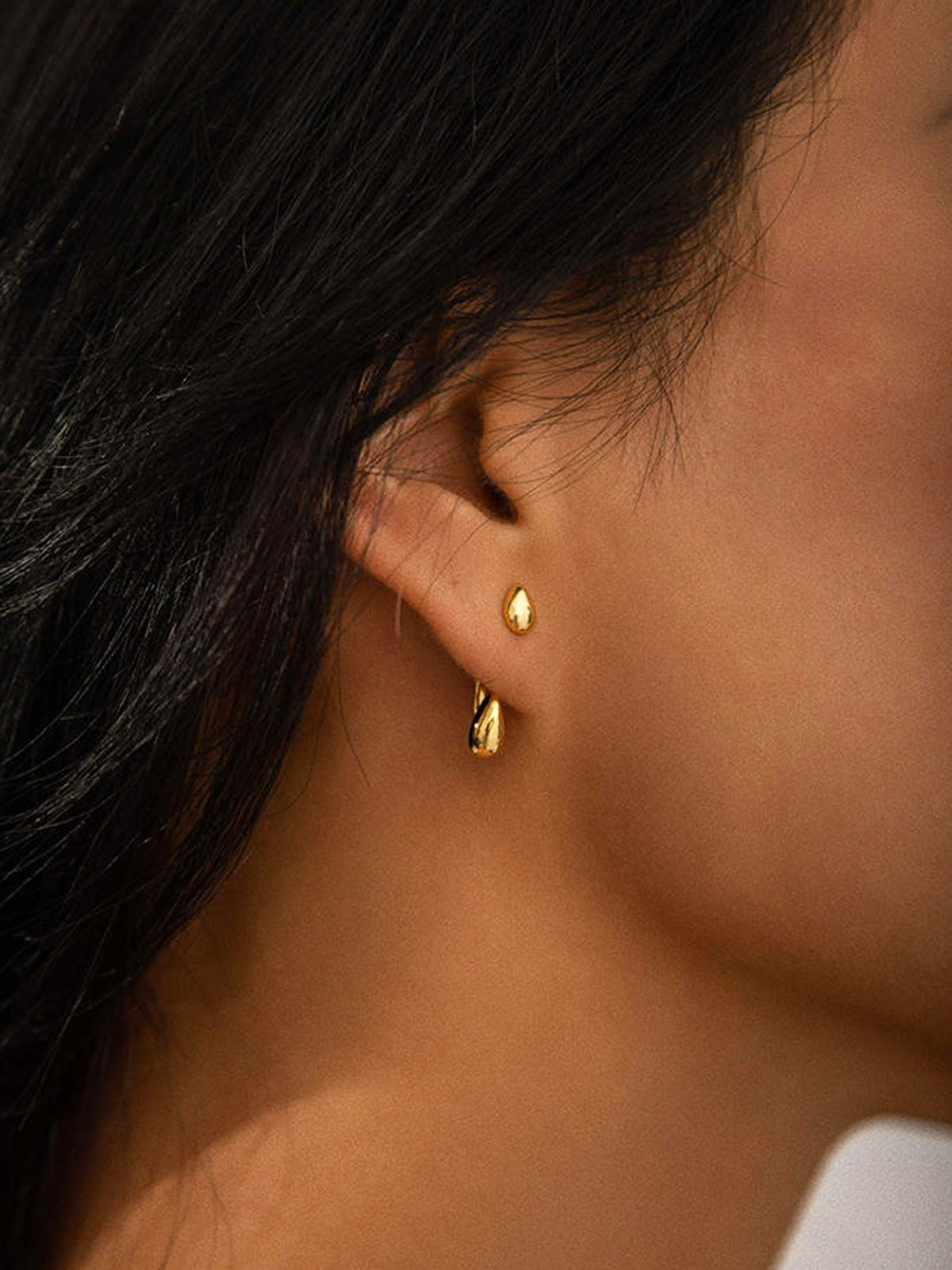 Double Water Drop Stud Earrings Elegant Dangle Sterling Silver