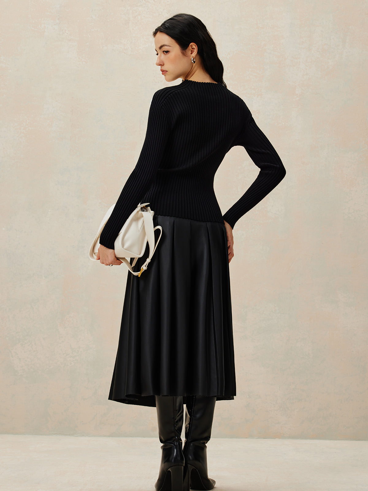 Color Block Ribbed Knit Top Trendy Casual Long Sleeve Sweater