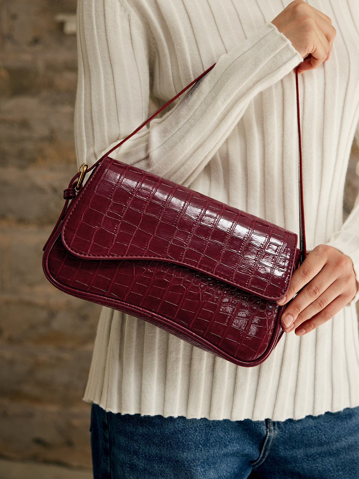 Buckle Checkered Small Armpit Bag Trendy Shoulder Carry Essential