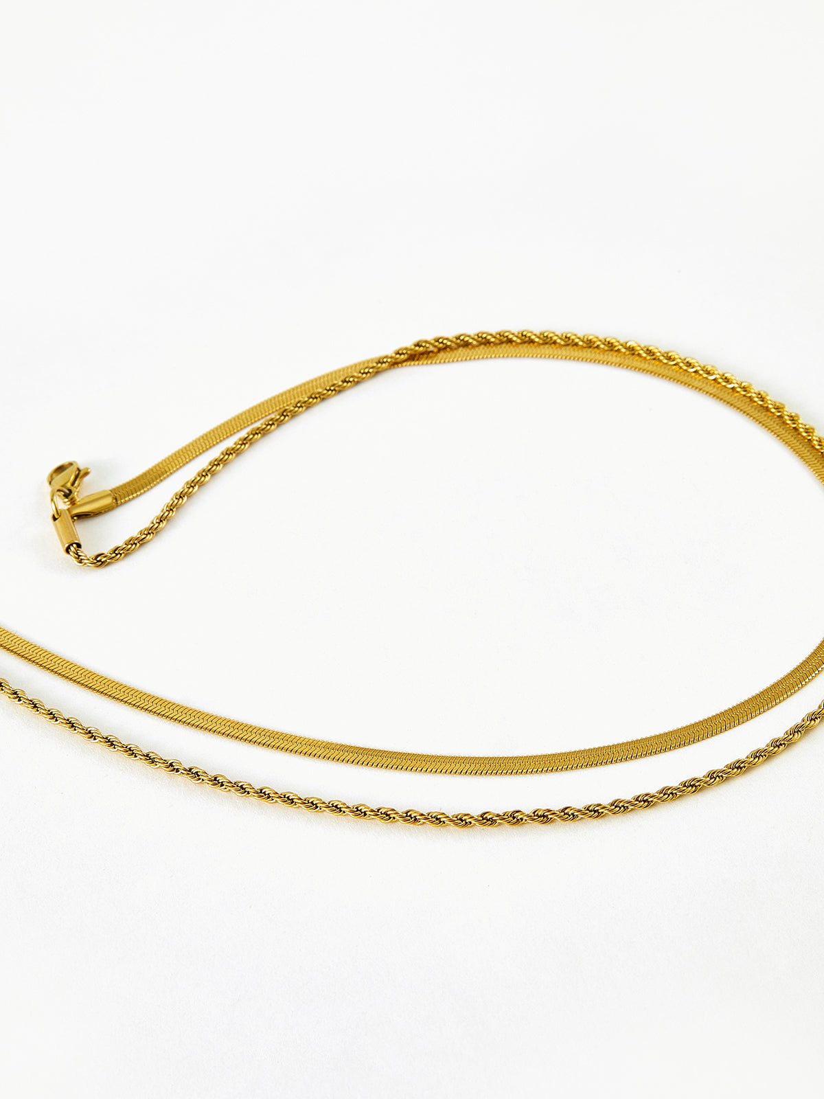 Double-Layer Snake & Twist Chain Necklace, Durable Stainless Steel, Unisex Design