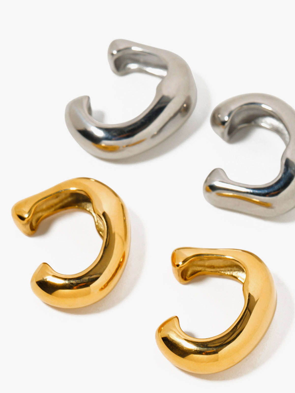 Chunky Hoop Ear Cuff - Silver Non-Pierced Minimalist Jewelry