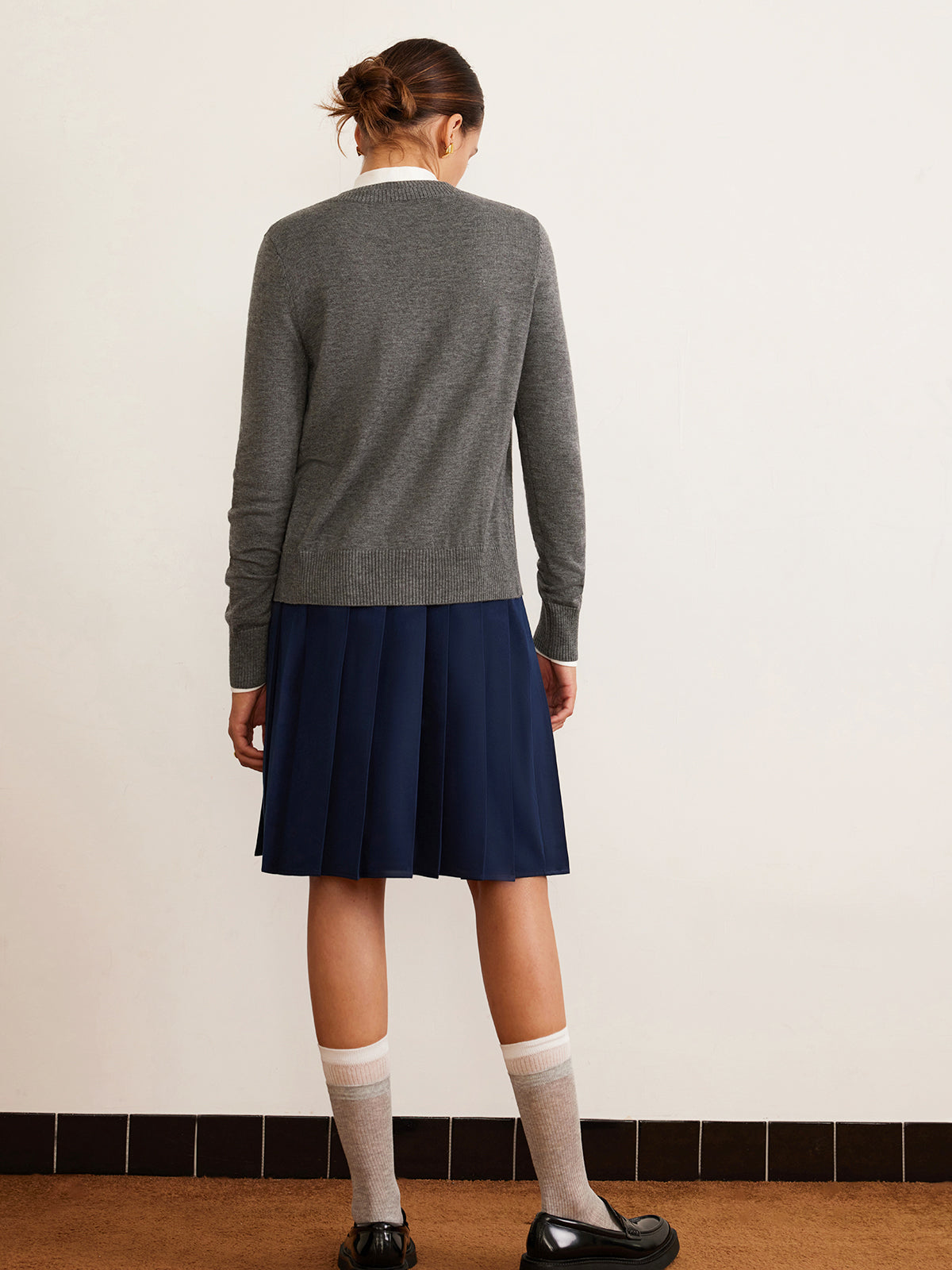 Wool-Blend Double-Breasted Cardigan Sweater for Women