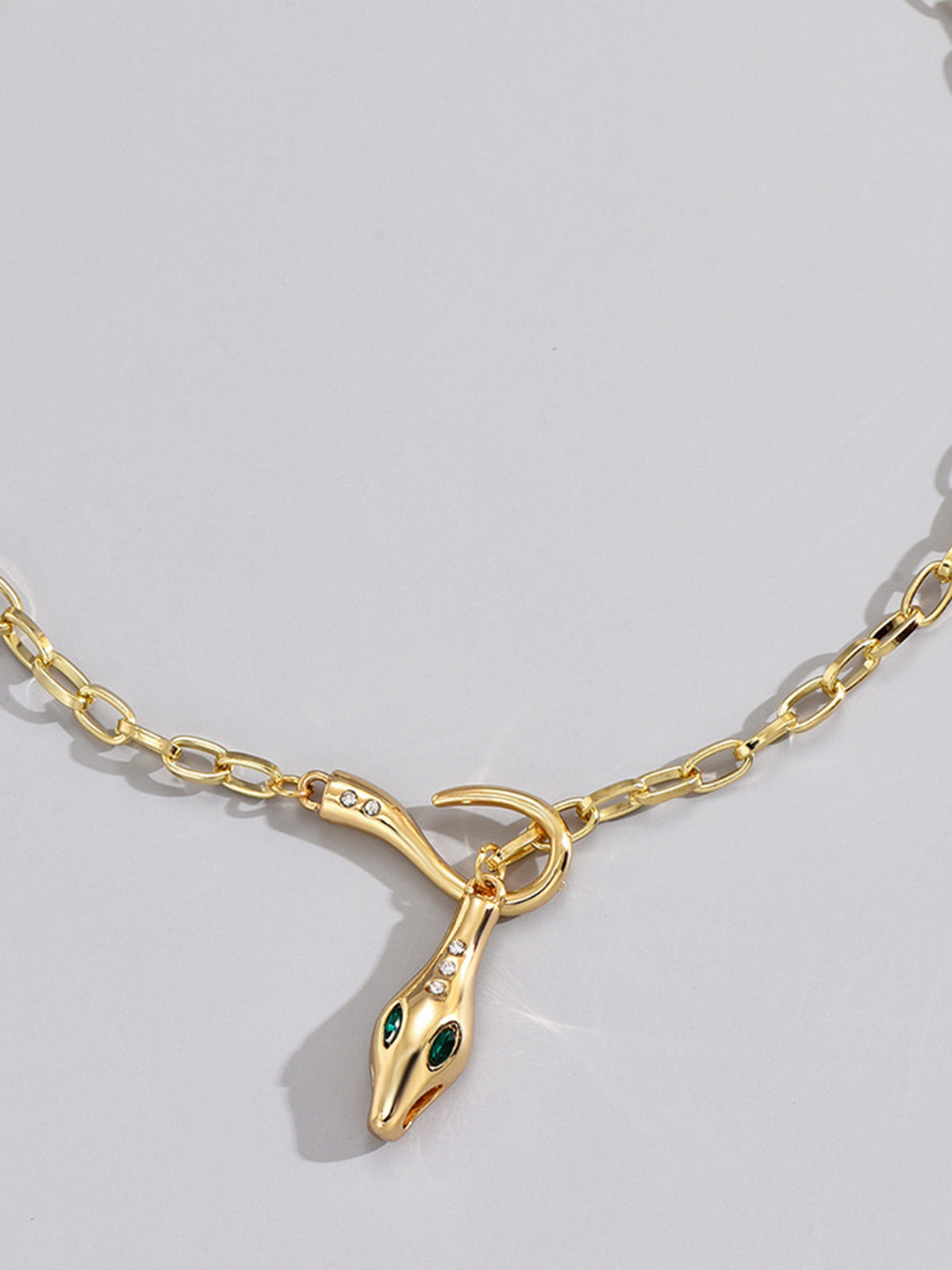 Rhinestone Snake Chain Necklace with Adjustable Clasp Closure