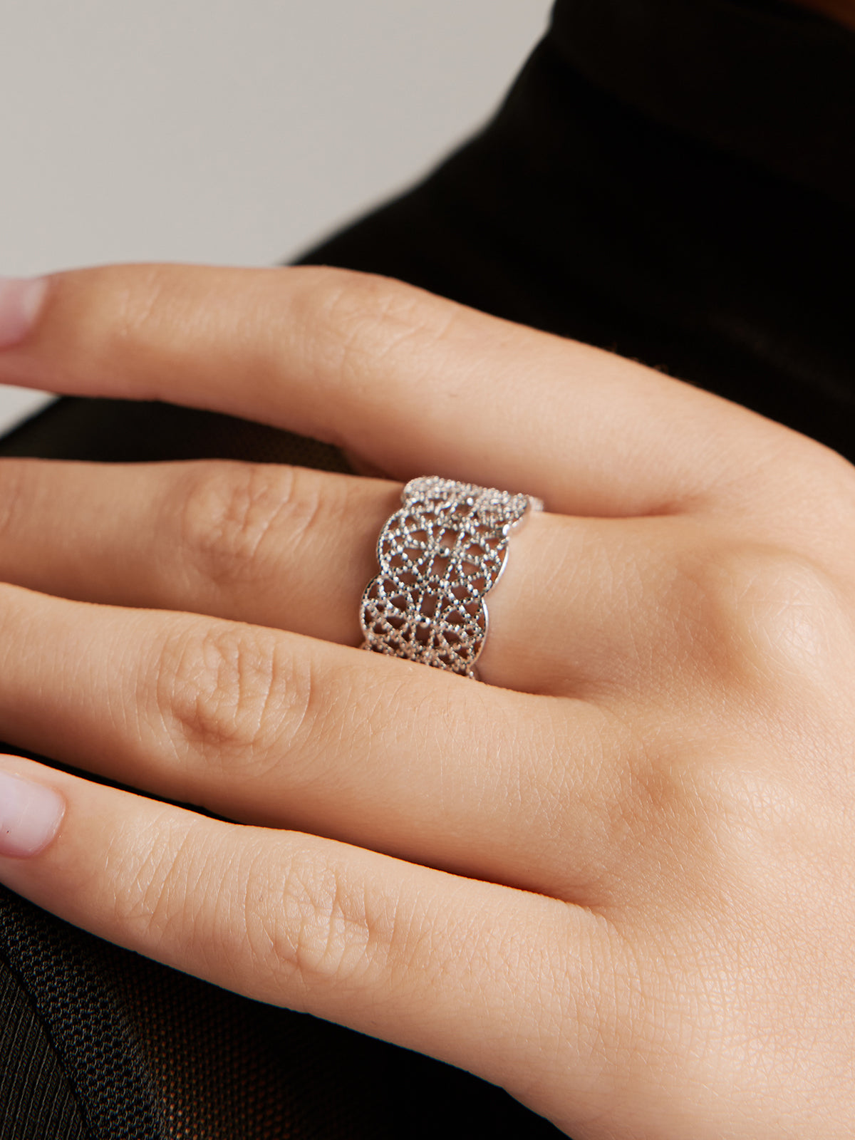 Tunnel Metal Lace Open Ring Adjustable Unique Design Jewelry