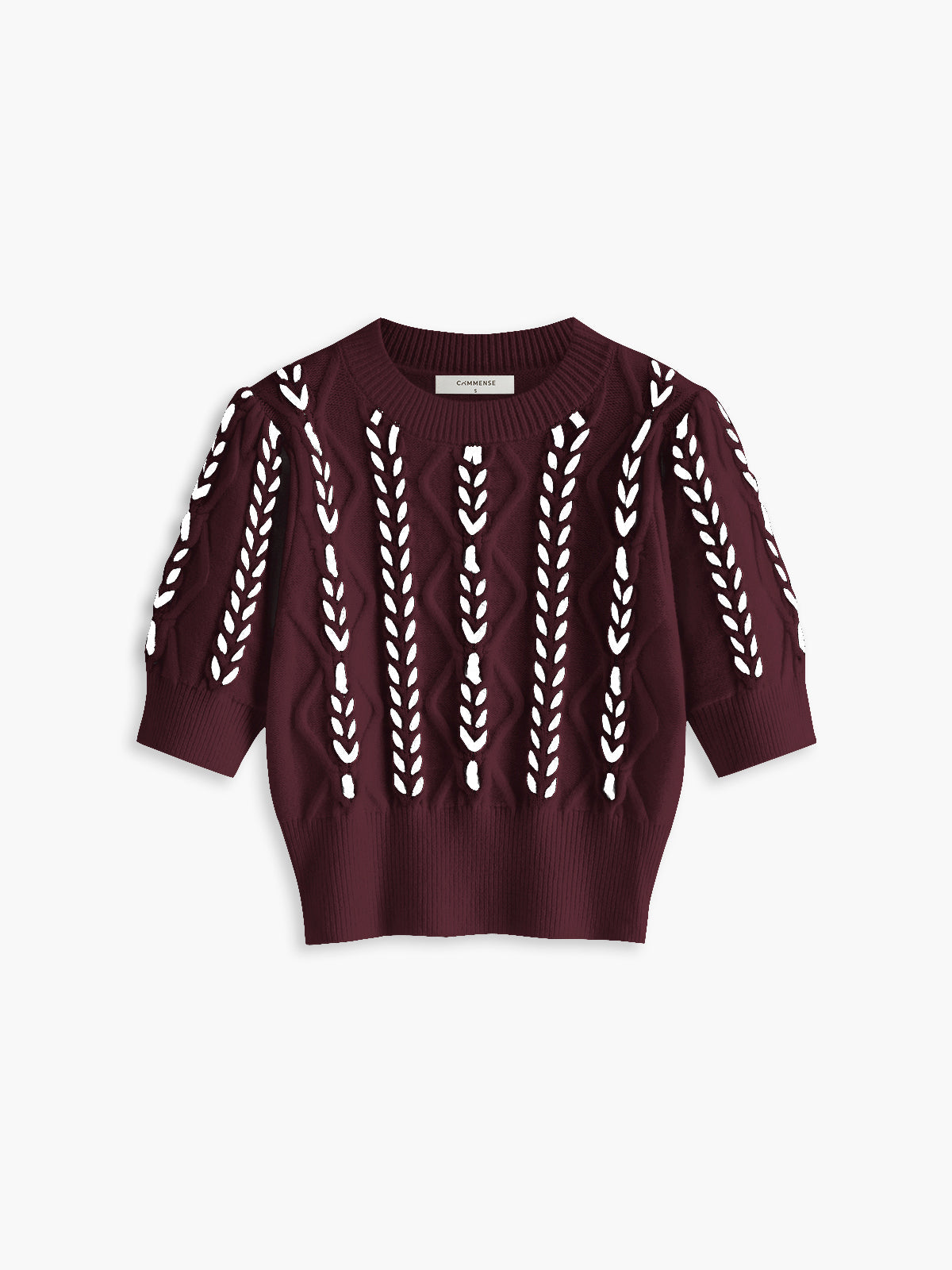 Contrast Binding Cable Knit Top Women's Sweater Winter Fashion