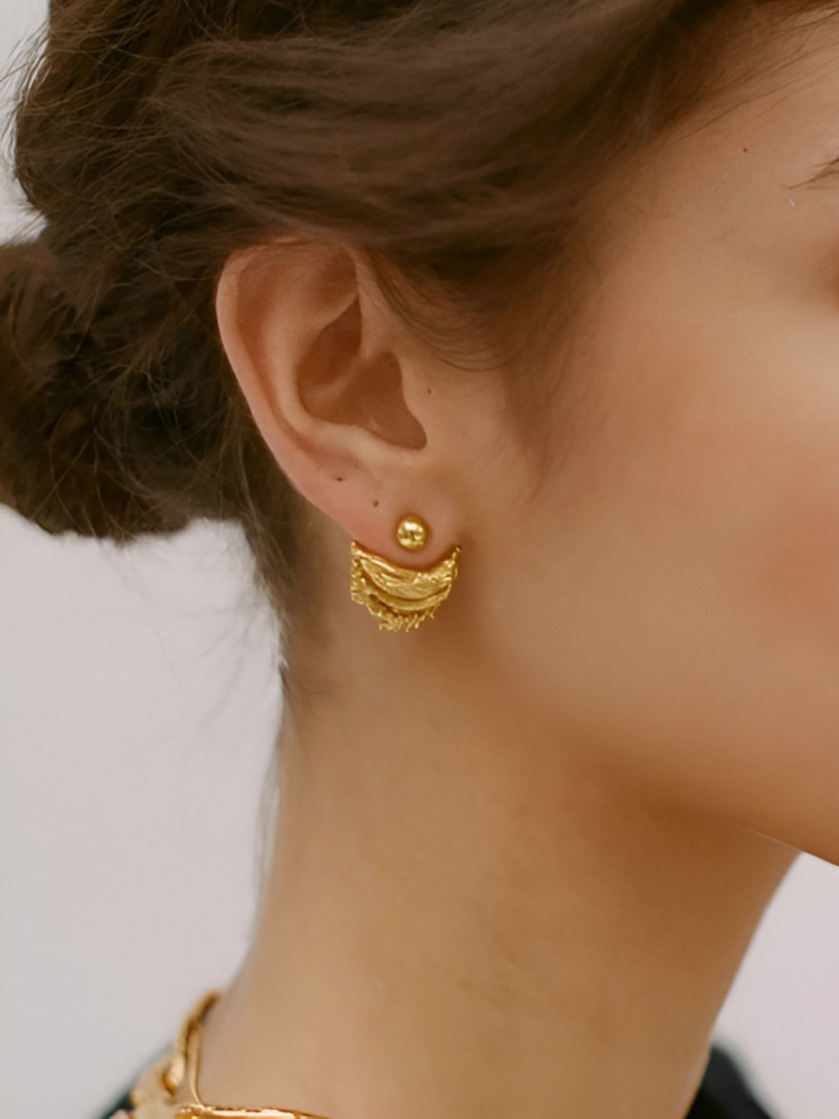 Retro Irregular Curved Stud Earrings Unique Geometric Design for Women