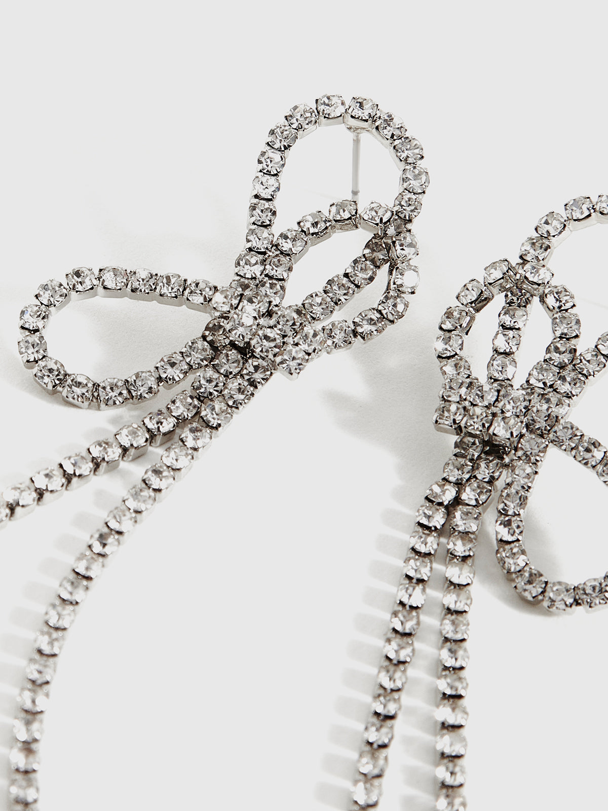Rhinestone Bow Tassel Earrings Elegant Fashion Jewelry Accessory