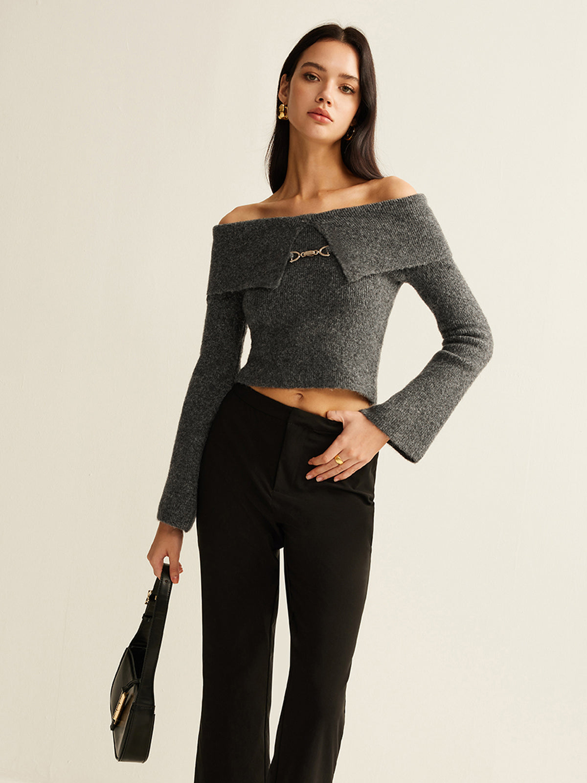 Off-Shoulder Crop Knit Top for Women Casual Summer Wear