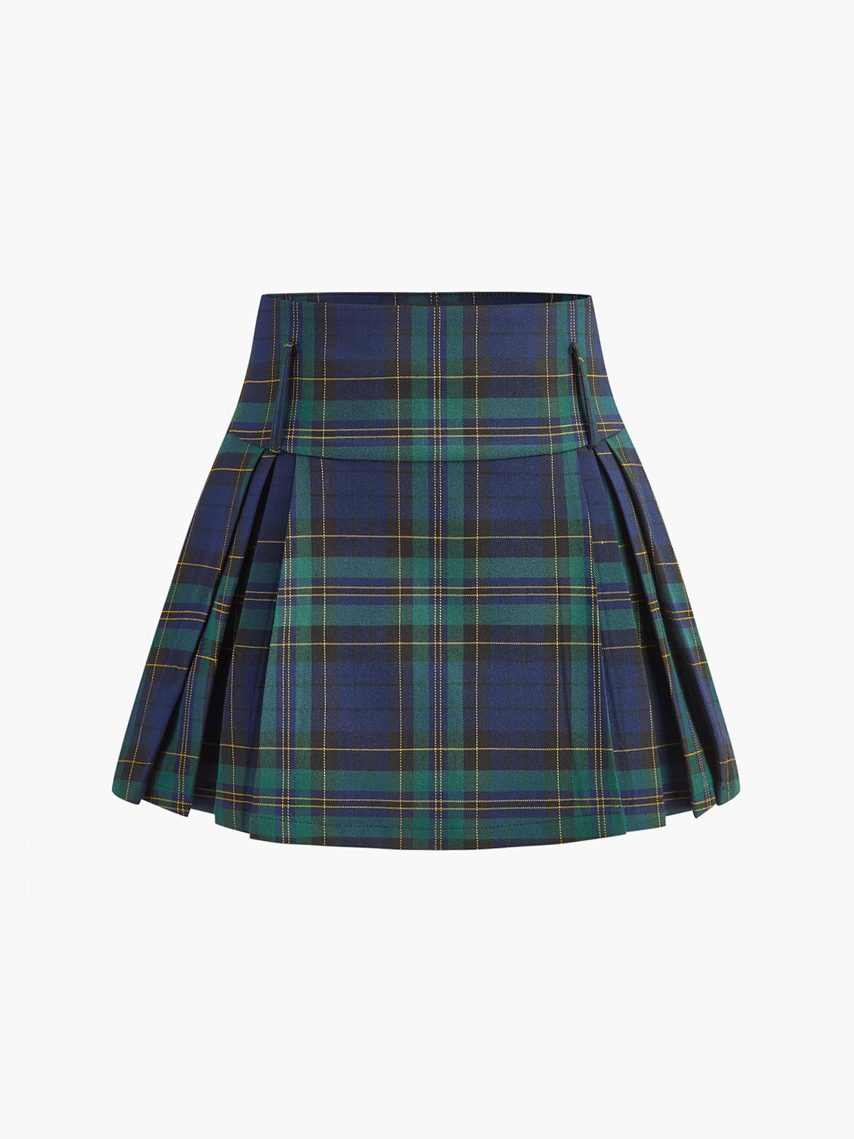 Checked Zipper Mini Skirt with High Waist Design