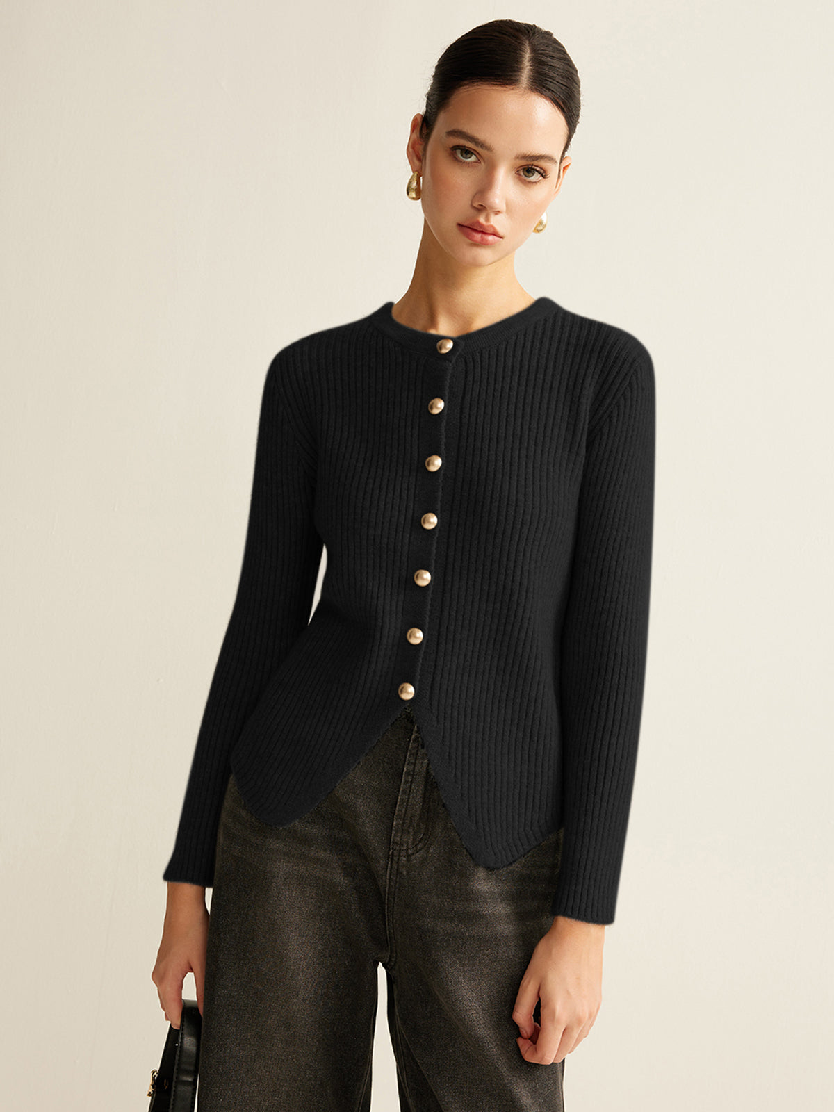 Button Down Split Cardigan with Pockets Lightweight
