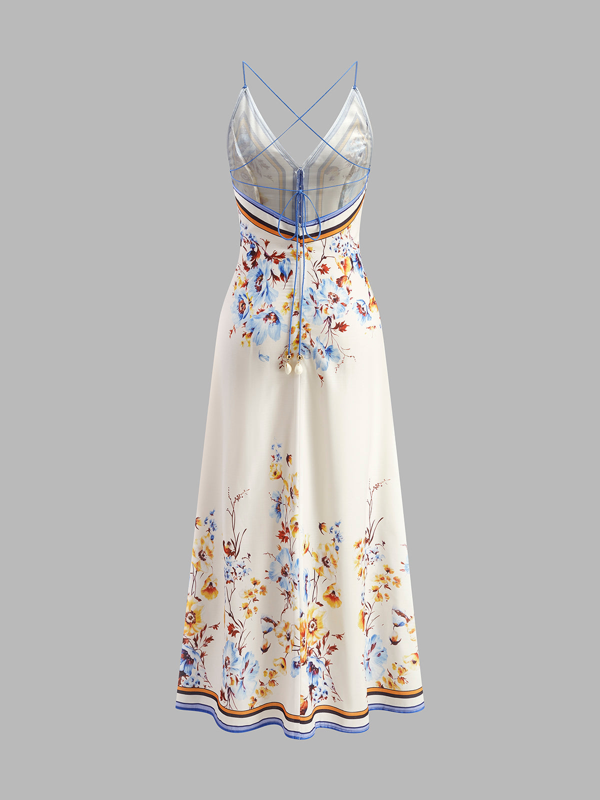 Casual Floral Printed Halter Long Dress for Summer Weddings and Beach Events