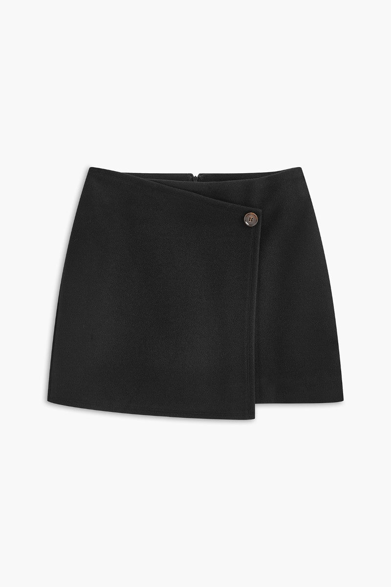 Button Tweed Warm Skirt High Waist A-Line Winter Fashion