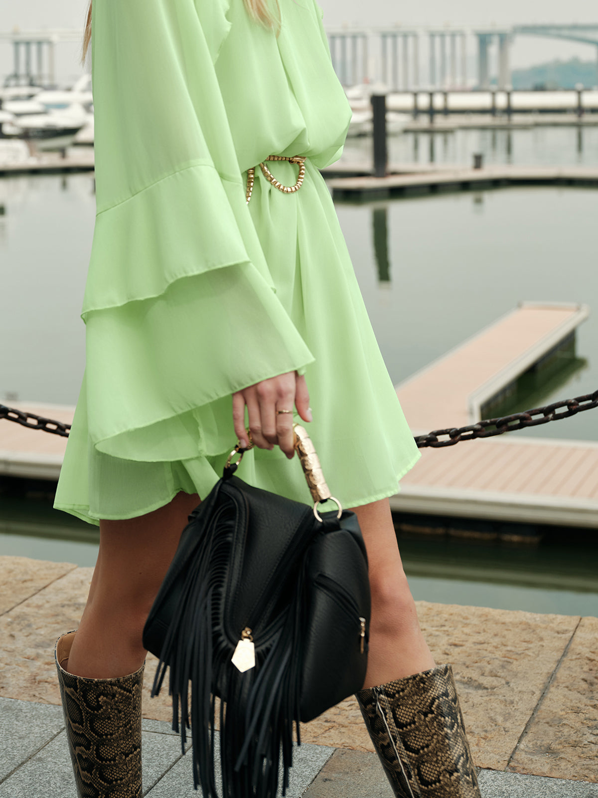 Fringe Handle Handbag with Stylish Boho Design
