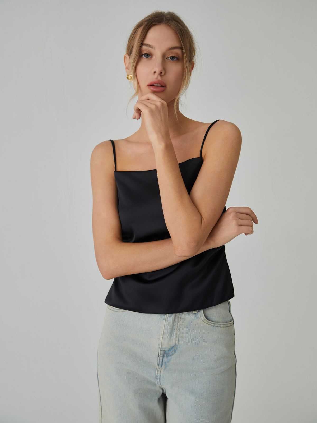 Knotted Backless Cami Top with Adjustable Straps for Women