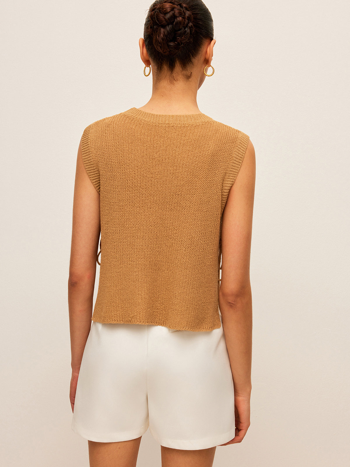 Side Tie Detail Knitted Sleeveless Top for Women Summer Fashion
