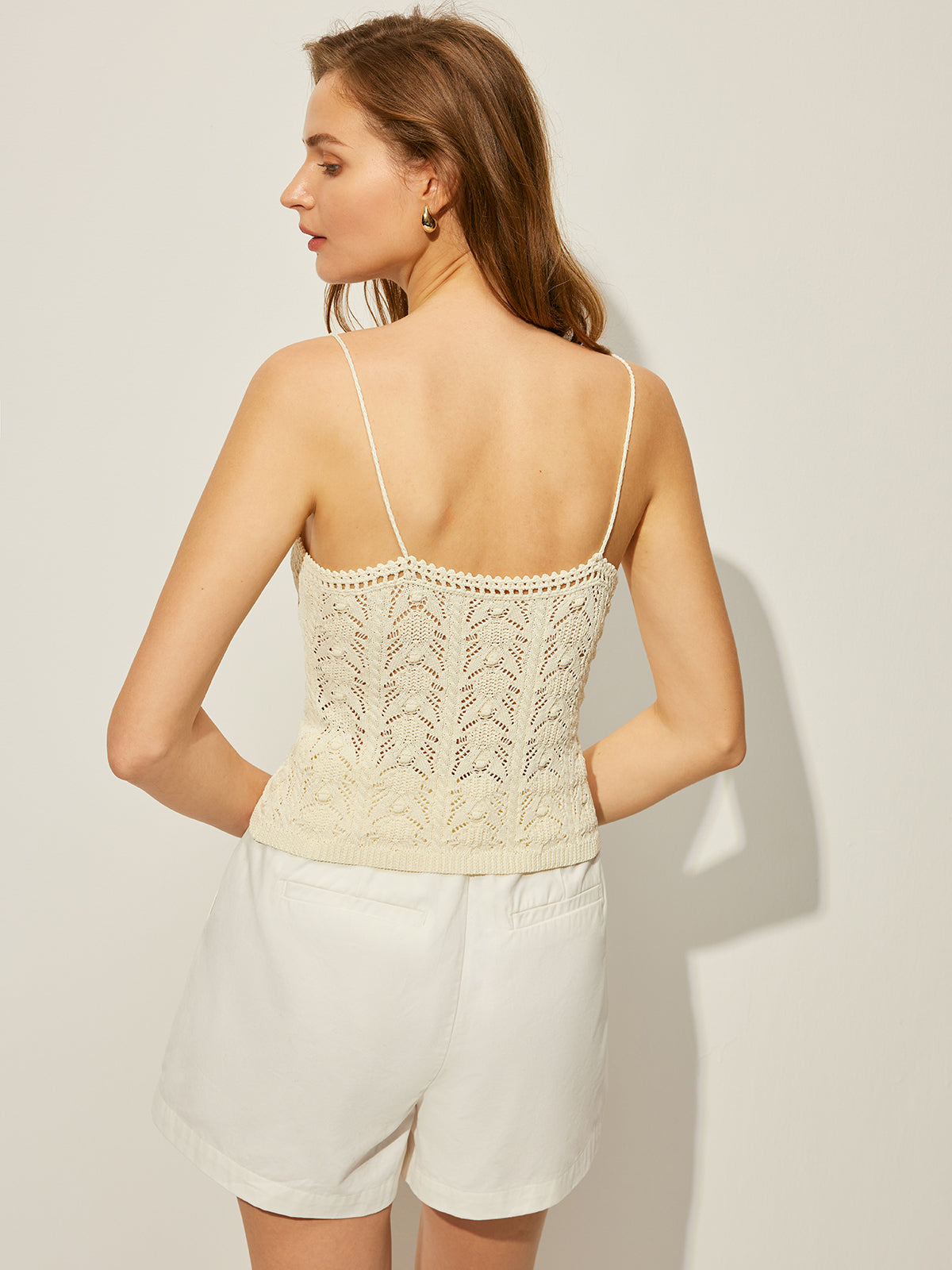 Crochet Knit Vest with Decorative Button Detail for Women