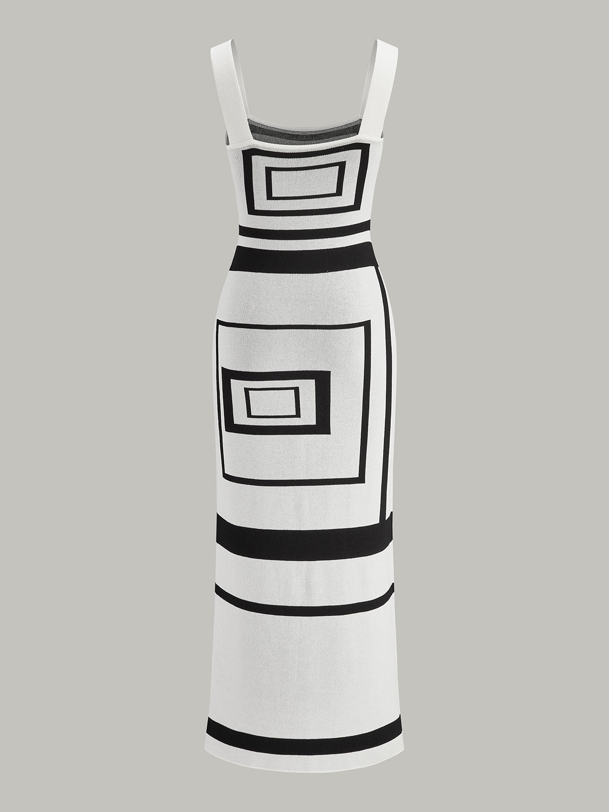 Geometrical Panel Square Neck Sweater Dress Winter Fashion Trend