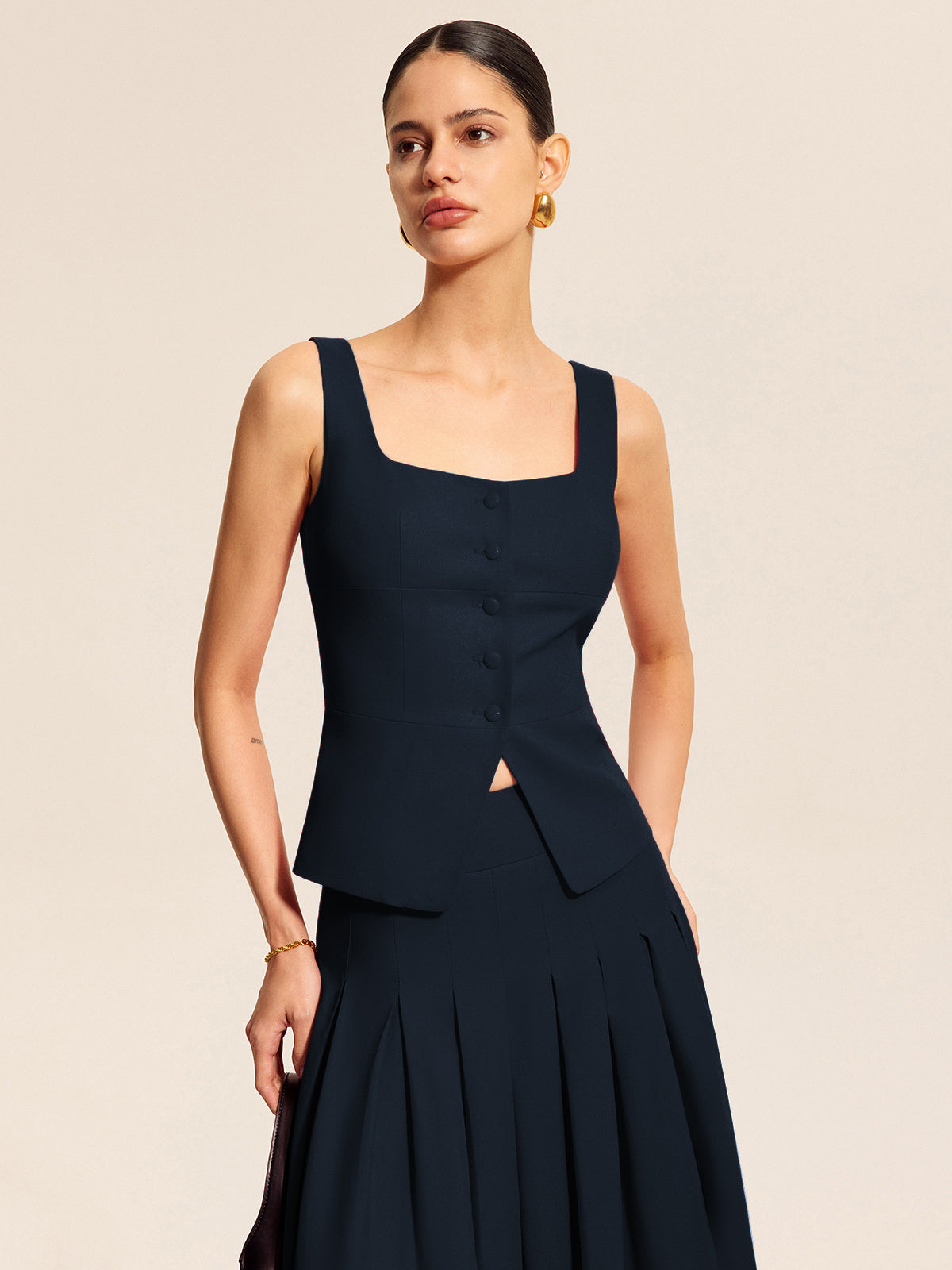 Cotton & Linen Square Neck Vest Top for Women Breathable Comfort
