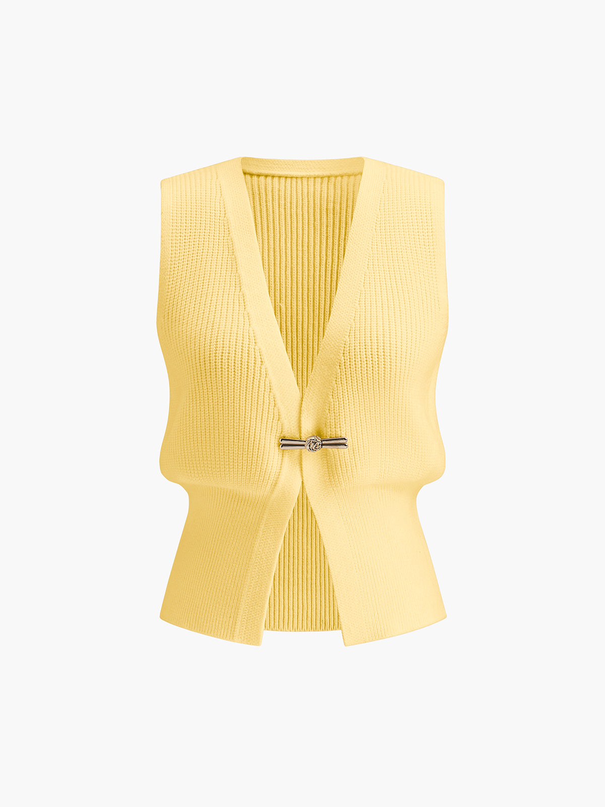Metal Buckle Waisted Sweater Vest for Casual Layering Comfort