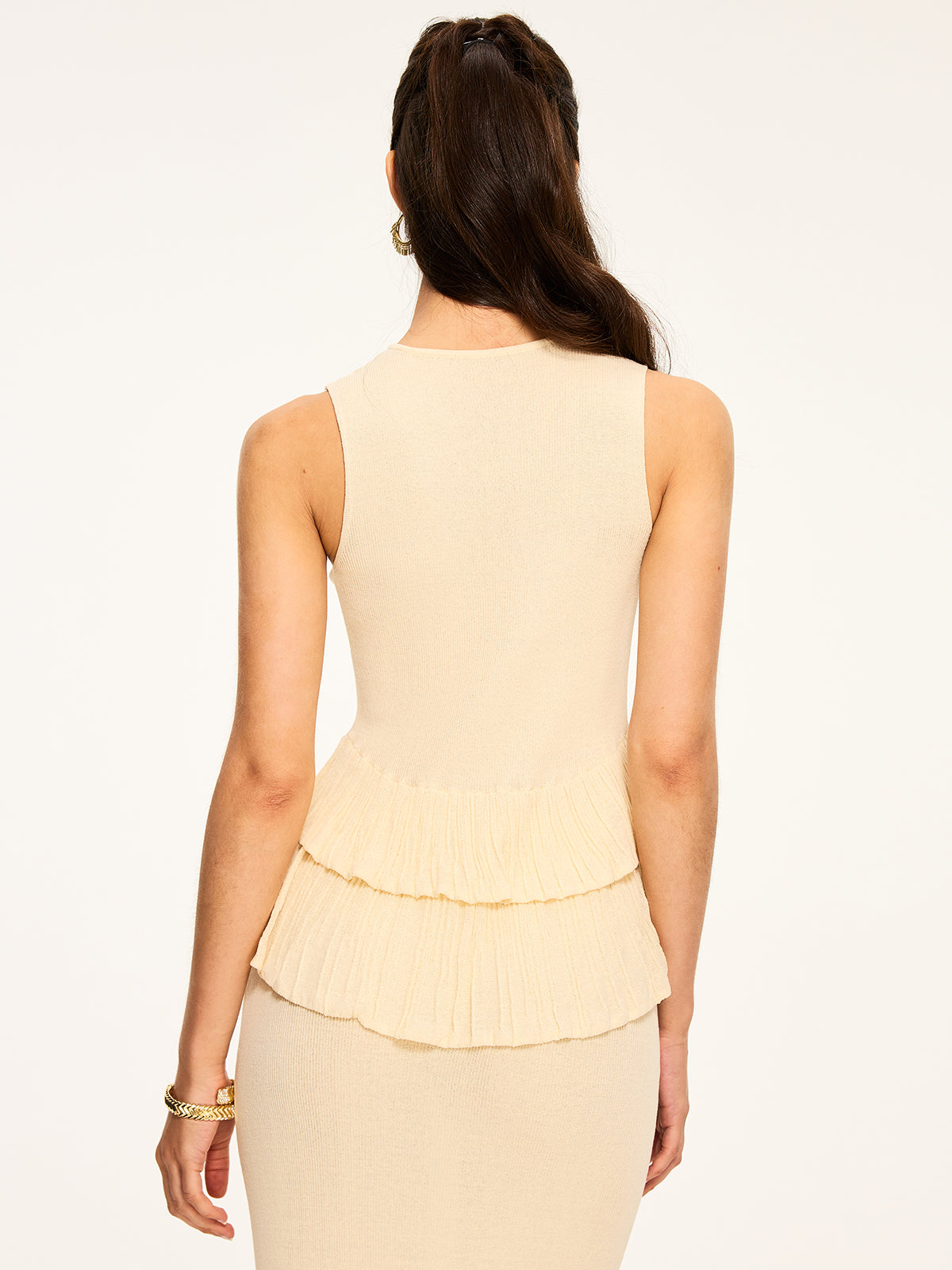 Knit Ruffle Sleeveless Top for Women, Casual Summer Style