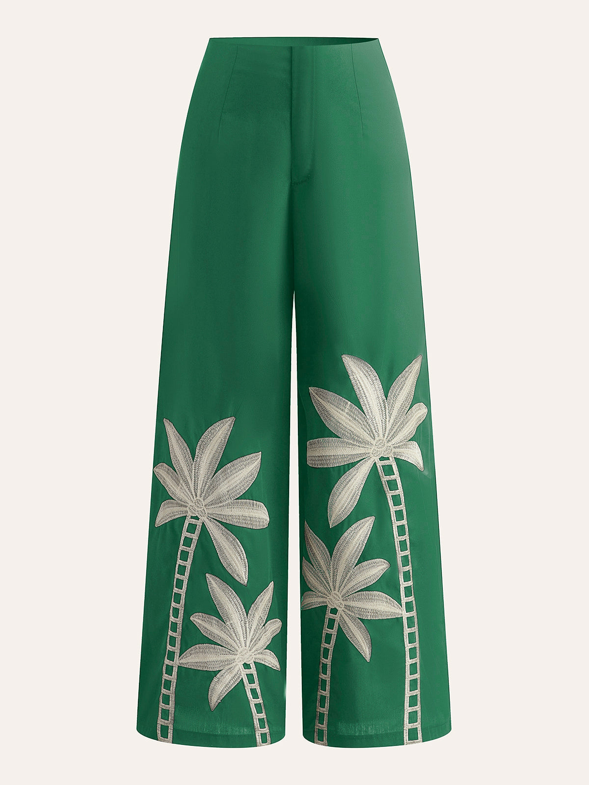 Embroidered High-Waist Wide-Leg Pants for Women Casual Comfort Fit