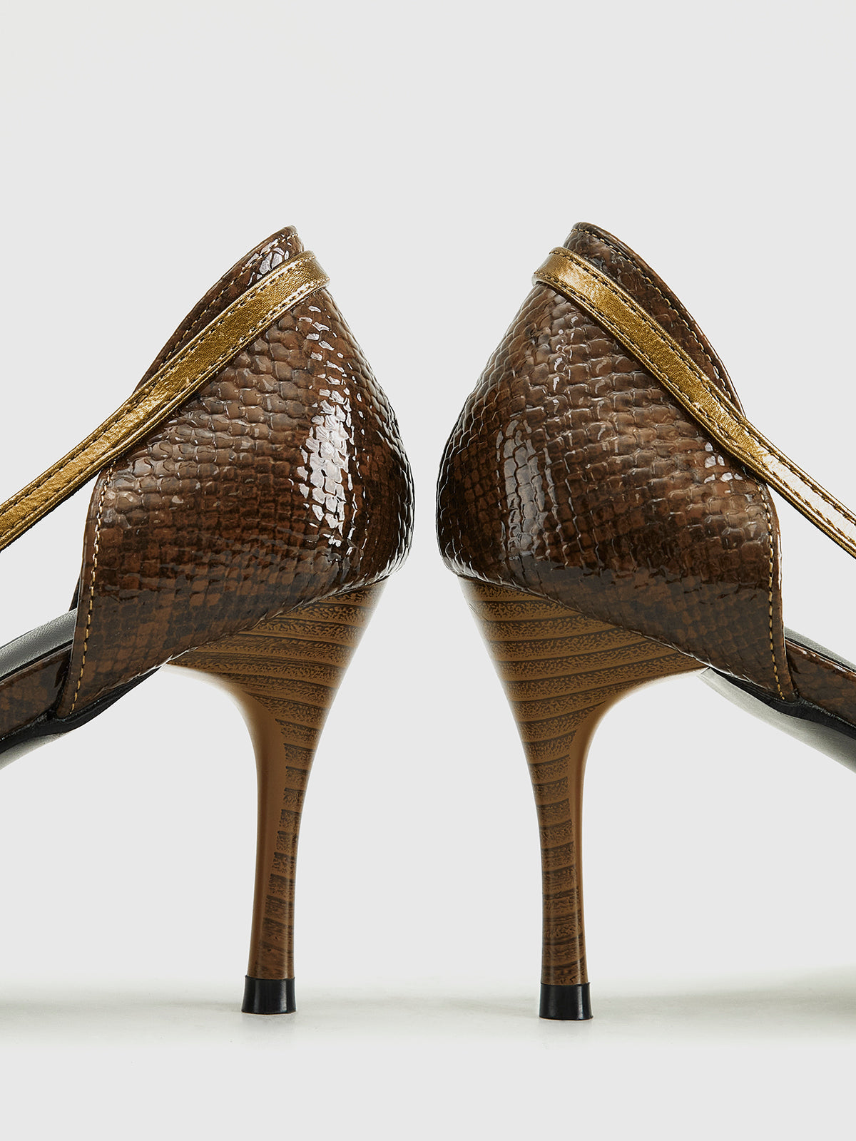 Snakeskin Printed Buckle Pumps High Heel Stiletto Fashion Shoes