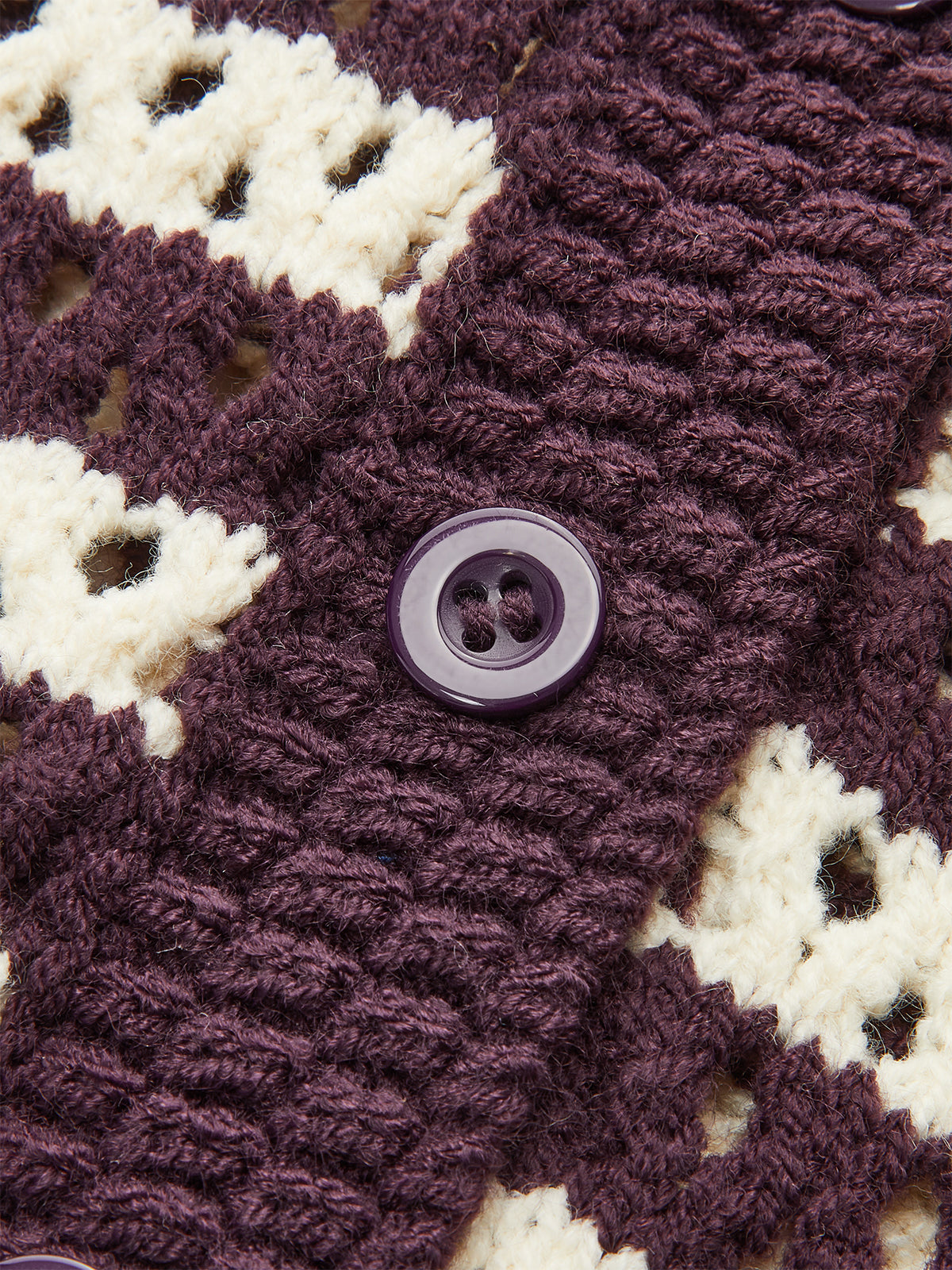 Striped Crochet Knit Cardigan with Button Closure for Women