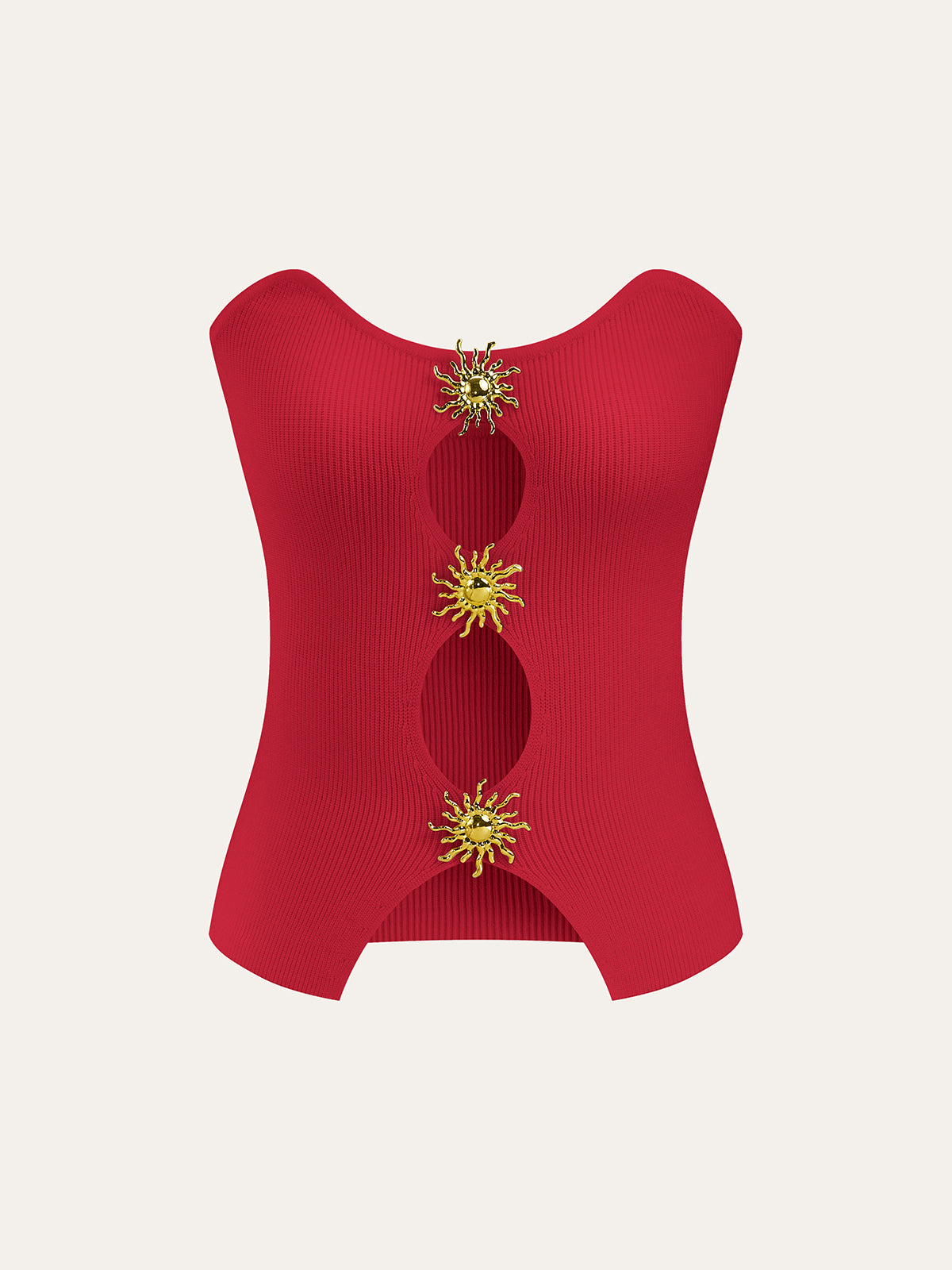 Metal Cut-Out Knit Sweater Vest for Layering and Fashion Styling