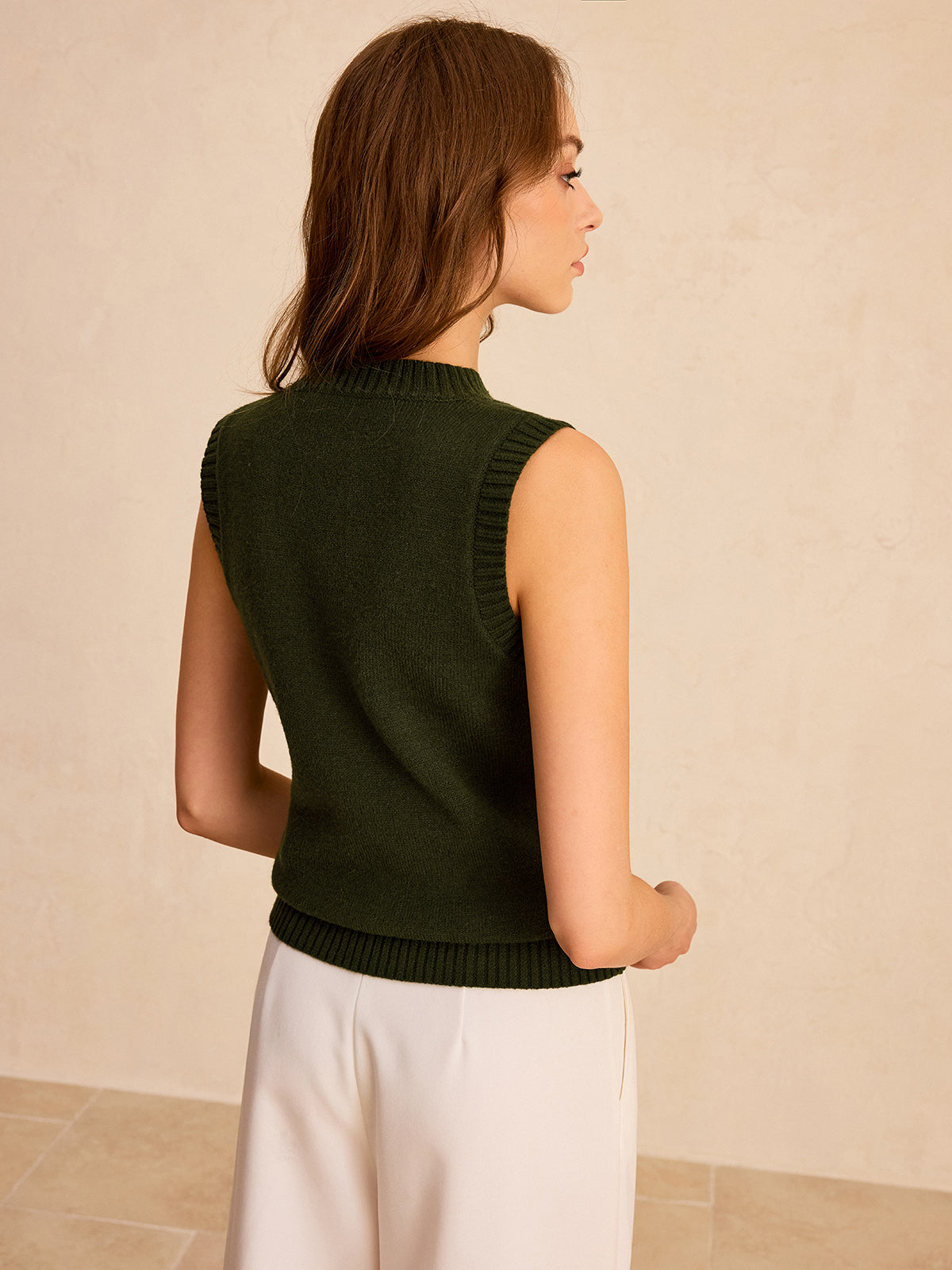 Metal Button Knit Vest: Classic Sleeveless Sweater for Layering
