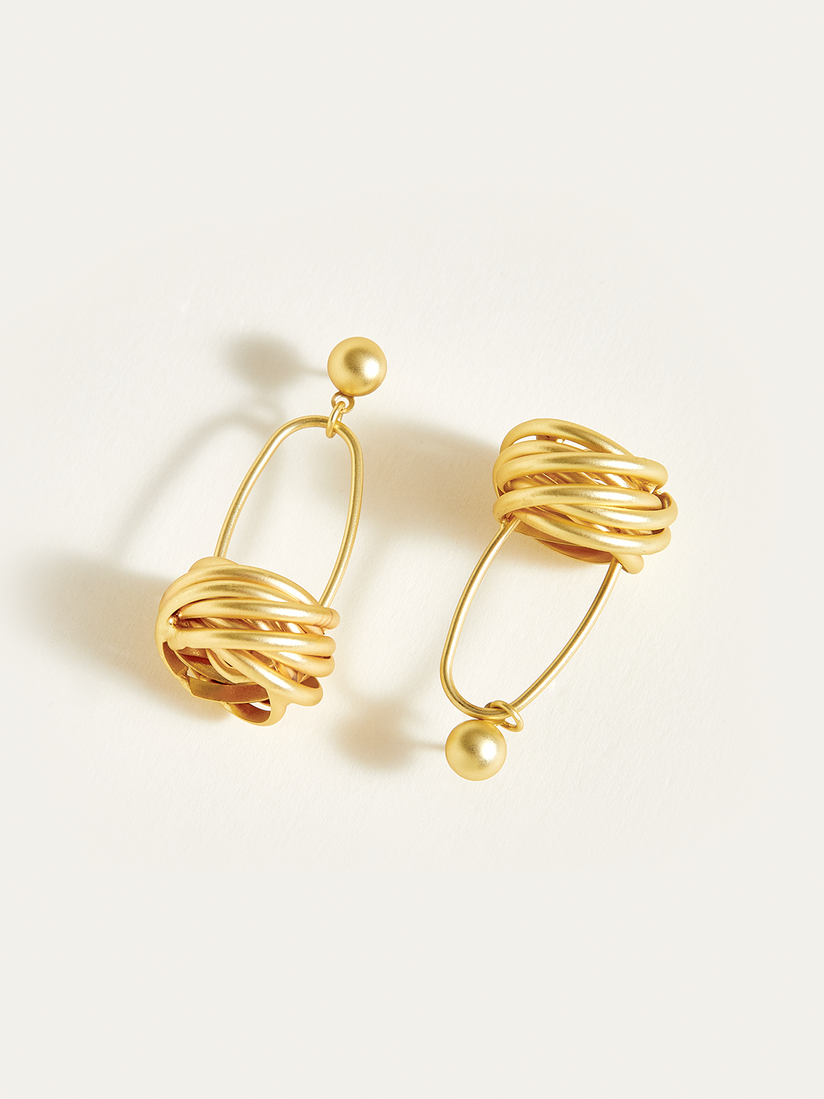 Golden Basket Drop Earrings with Elegant Crystal Accents