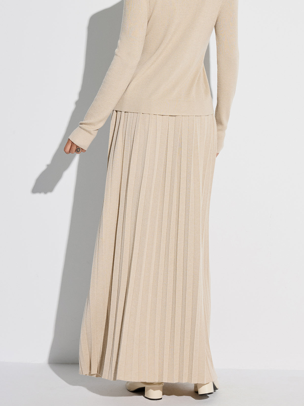 Pleated Wool Blend Sweater Skirt for Women Winter Fashion