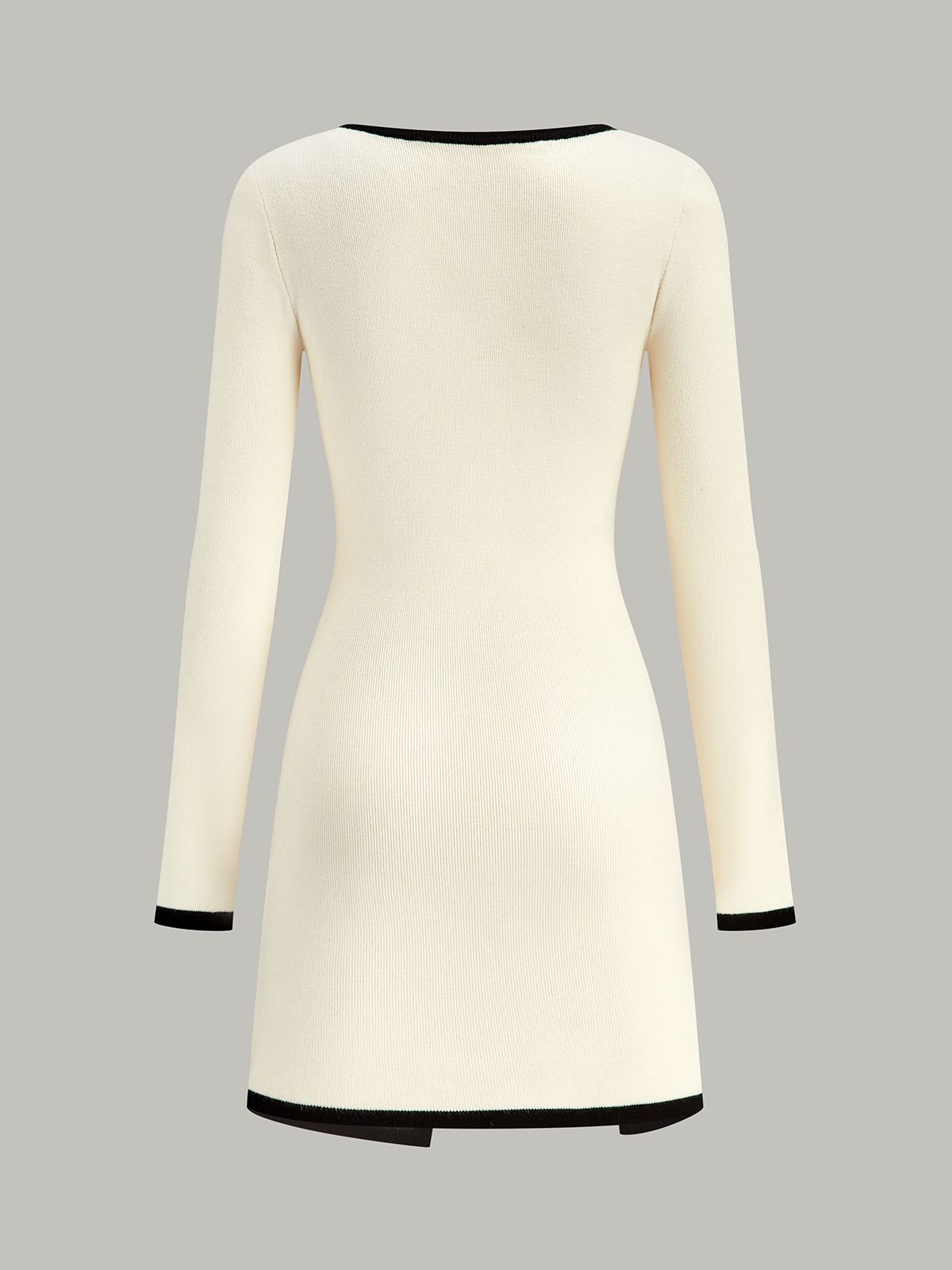 Contrast Trim Long Sleeve Sweater Dress Cozy Winter Fashion Essentials