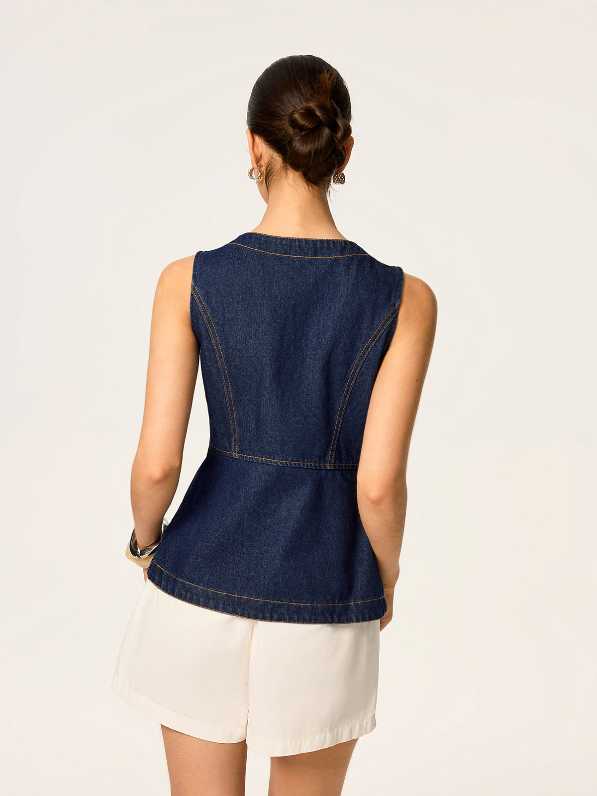 Denim Slim Button Sleeveless Vest Classic Casual Look