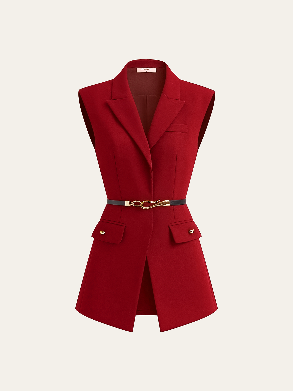 Belted Cap Sleeve Vest for Women Casual Summer