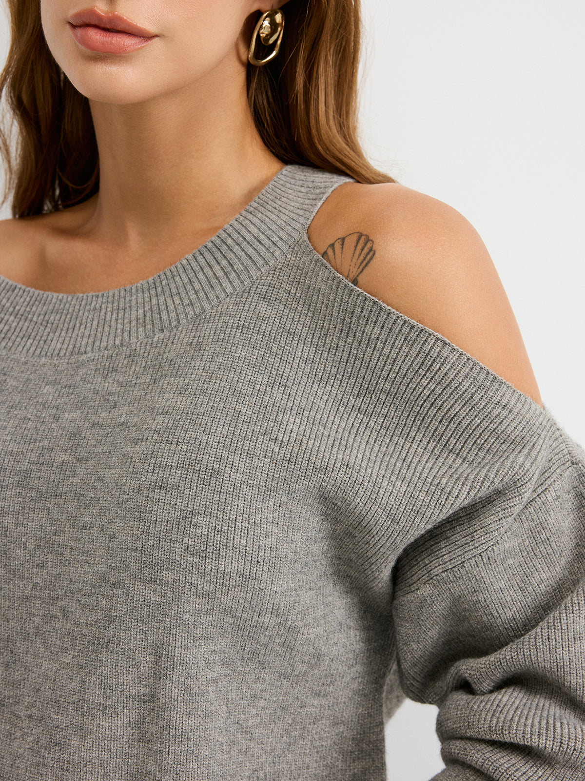 Reversible Cold-Shoulder Knit Top Casual Stylish Comfortable Trendy