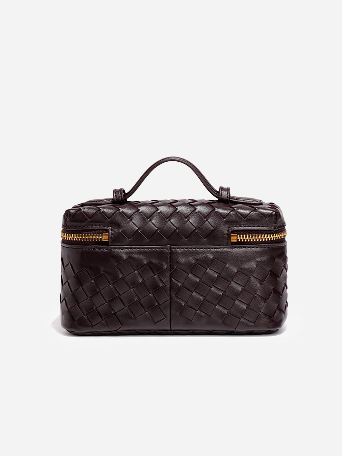 Woven PU Leather Box Bag Adjustable Crossbody Strap