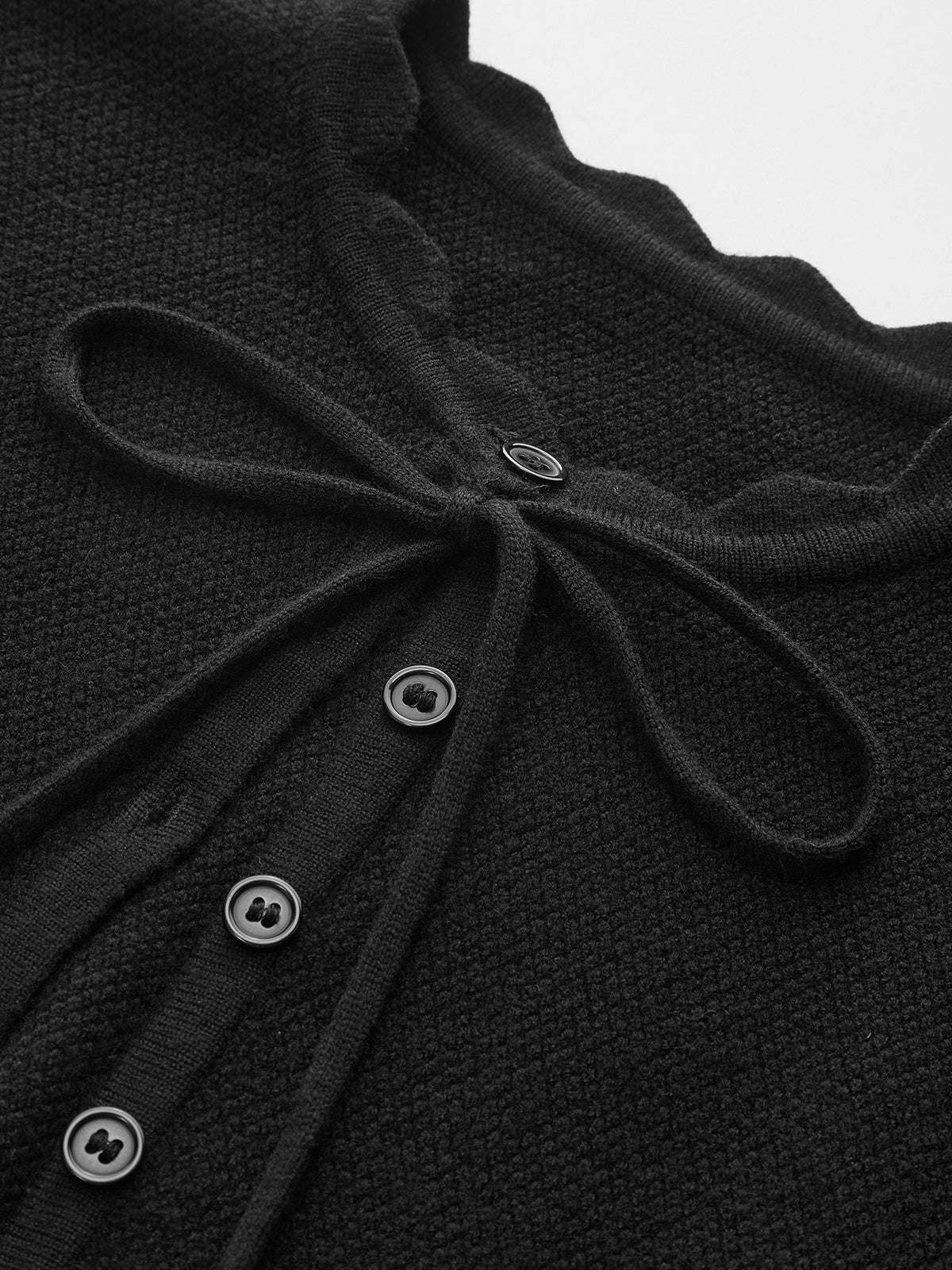 Tie Neck Button Fitted Cardigan Cozy Fall Essential